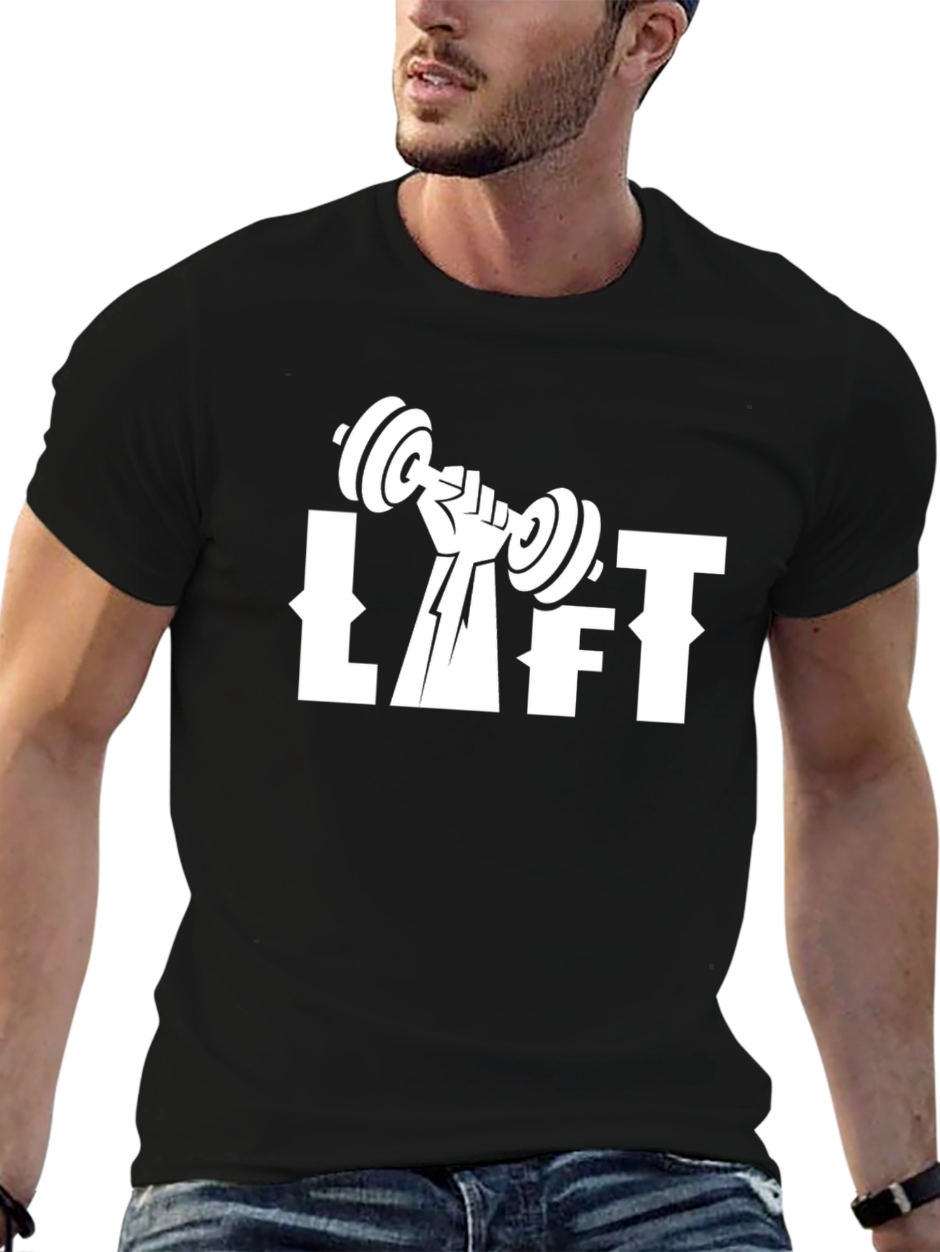 Lift Graphic Tee - Black Cotton Workout Shirt