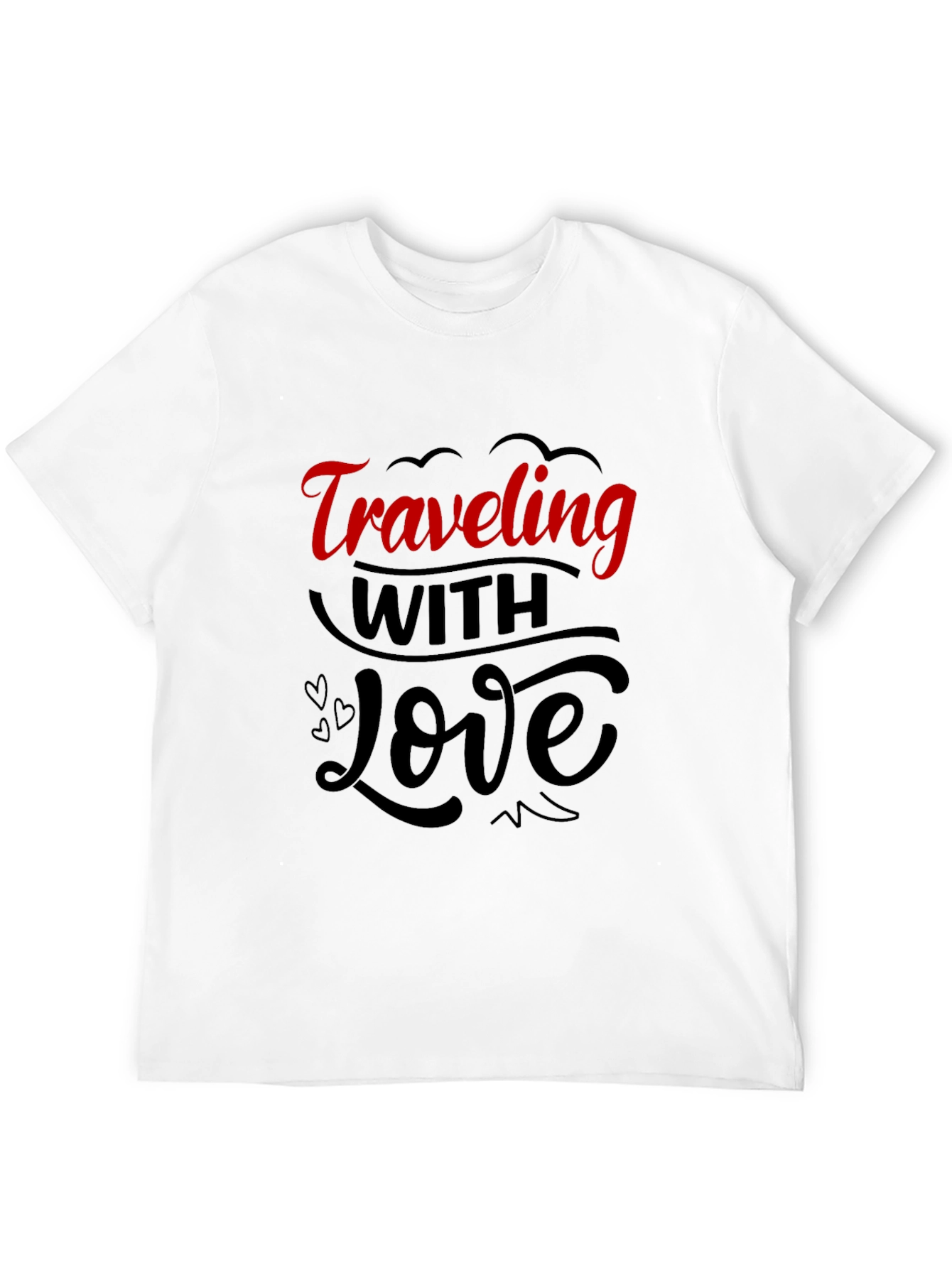 Traveling With Love Graphic Tee - Black Cotton Blend