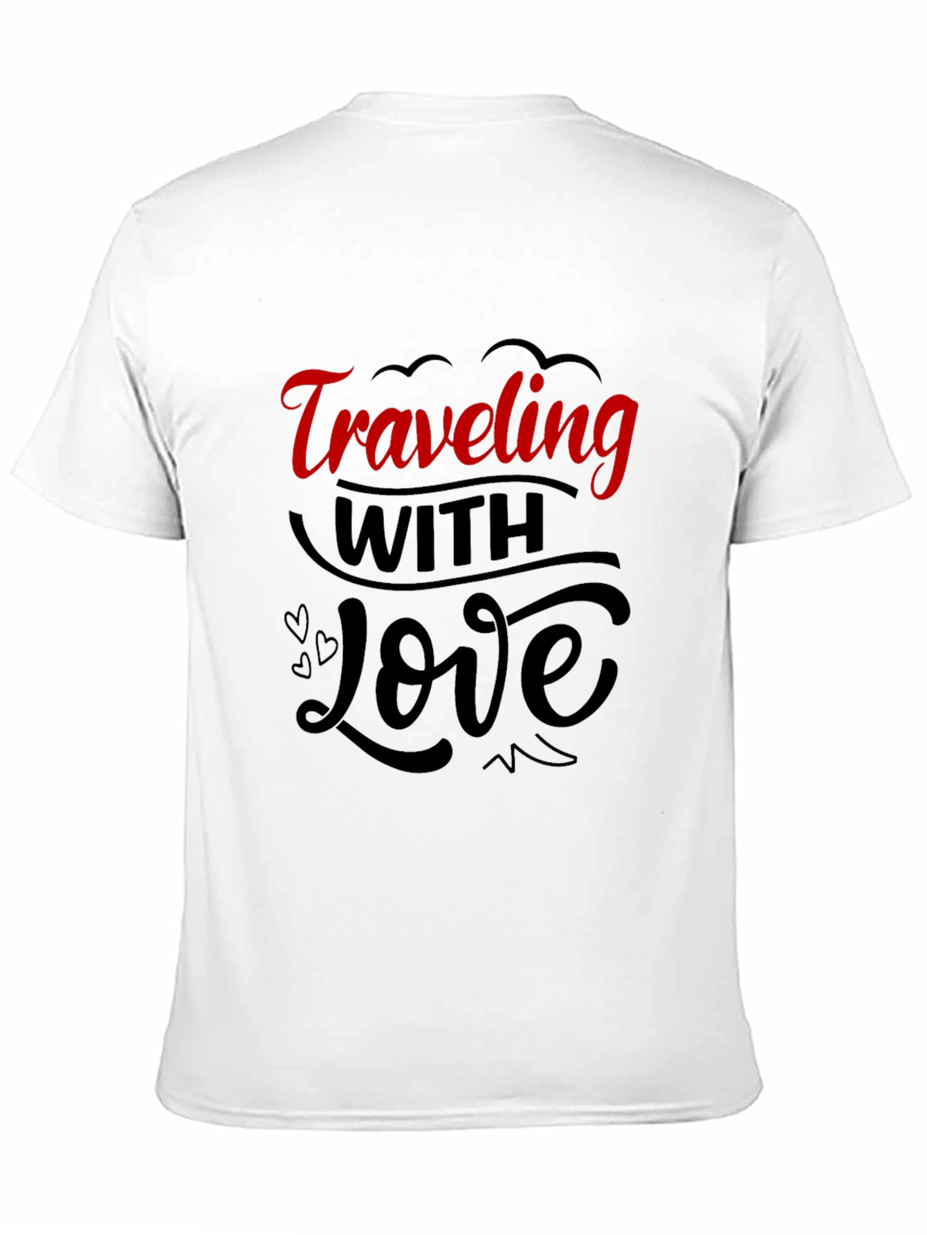 Traveling With Love Graphic Tee - Black Cotton Blend