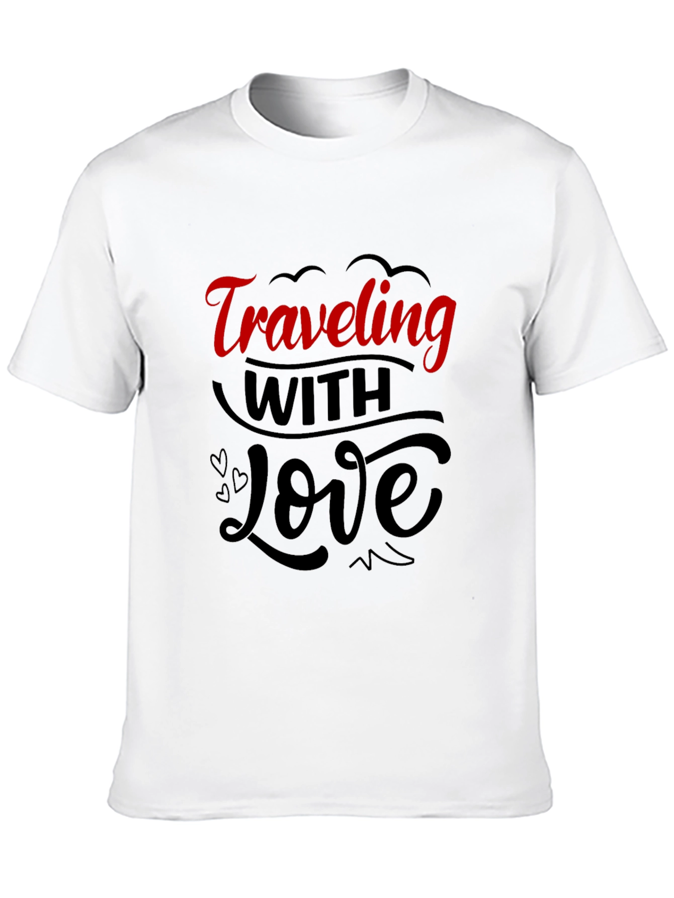 Traveling With Love Graphic Tee - Black Cotton Blend