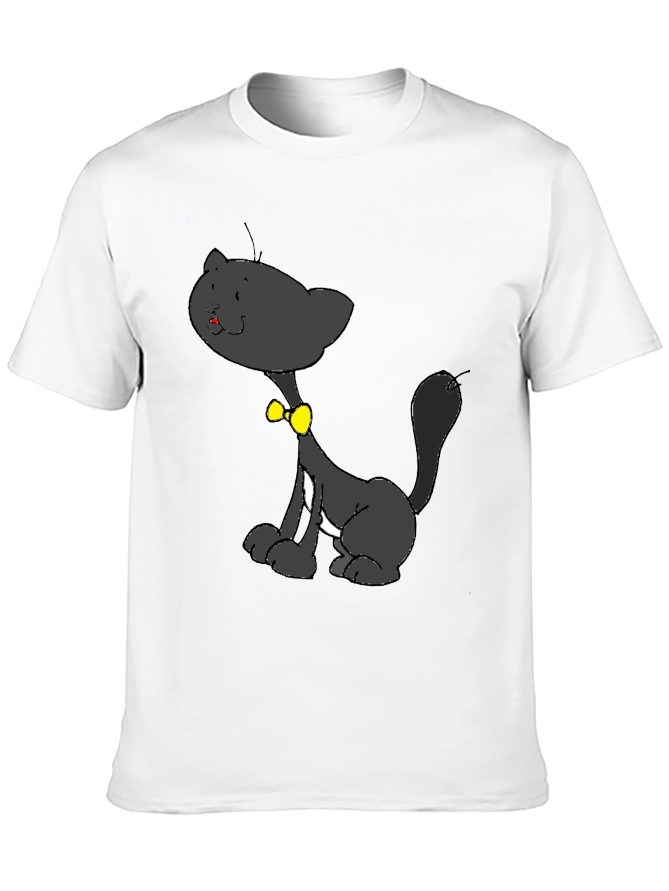 Cartoon Cat Graphic Black T-Shirt
