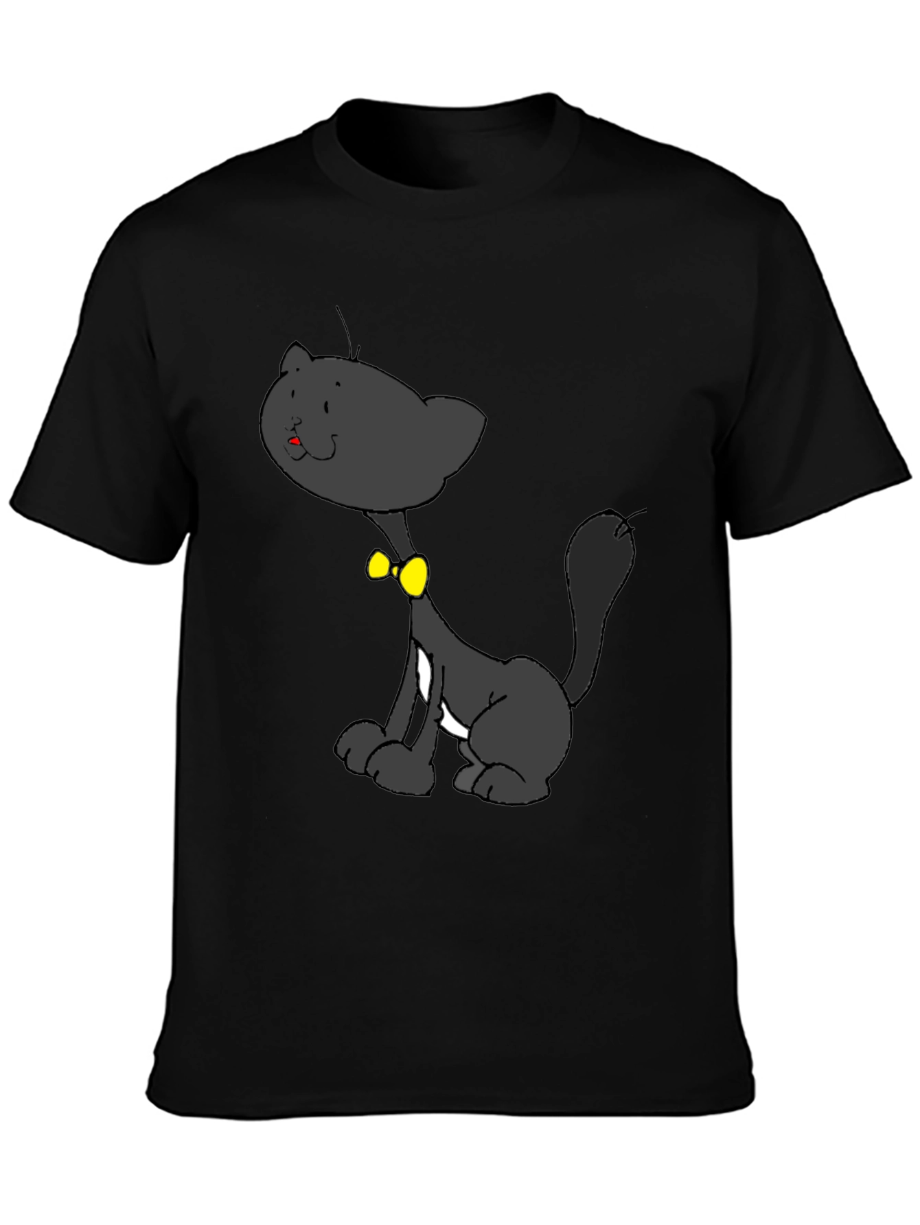 Cartoon Cat Graphic Black T-Shirt