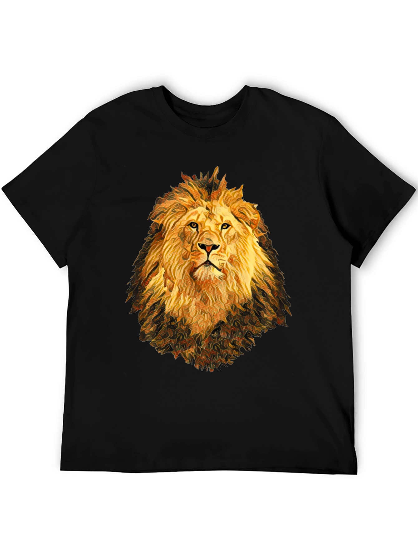 Lion Graphic Print Black T-Shirt
