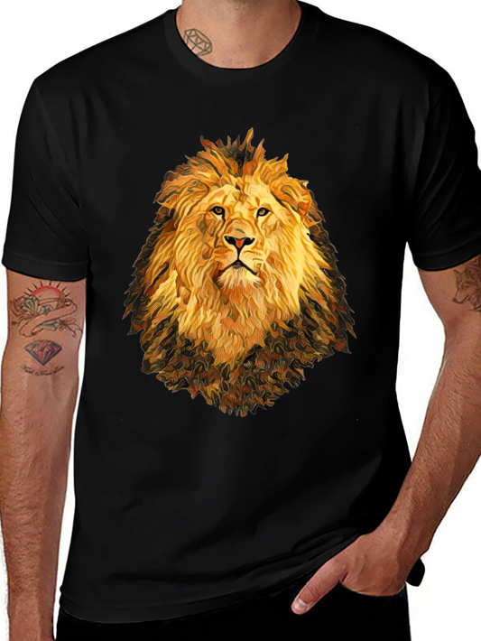 Lion Graphic Print Black T-Shirt