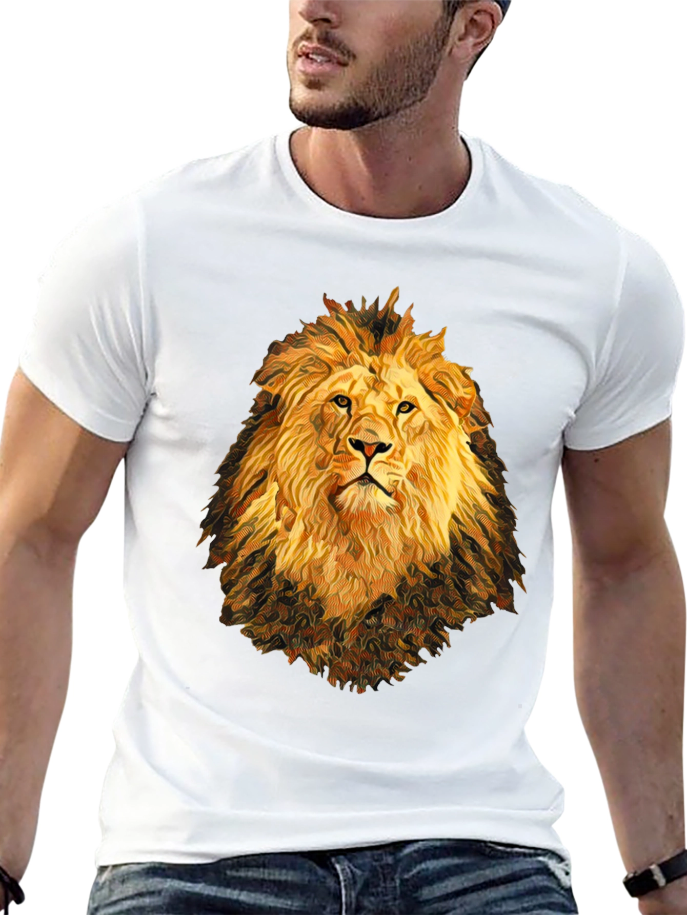 Lion Graphic Print Black T-Shirt