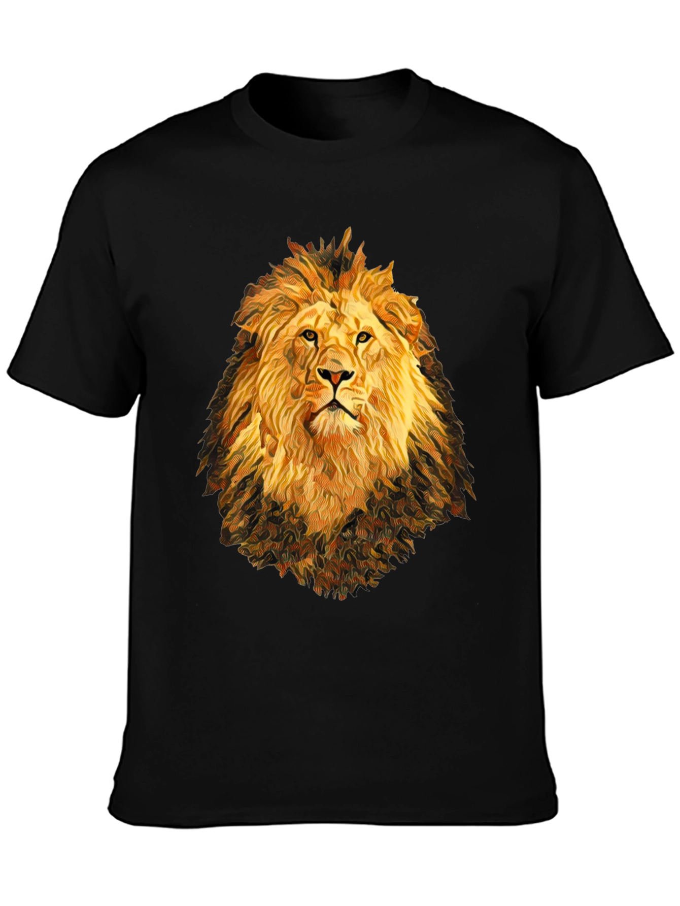 Lion Graphic Print Black T-Shirt