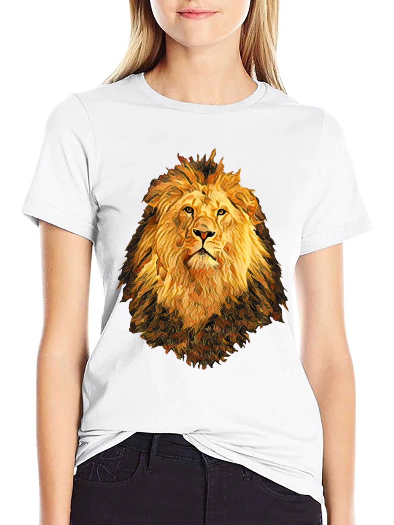 Lion Graphic Print Black T-Shirt