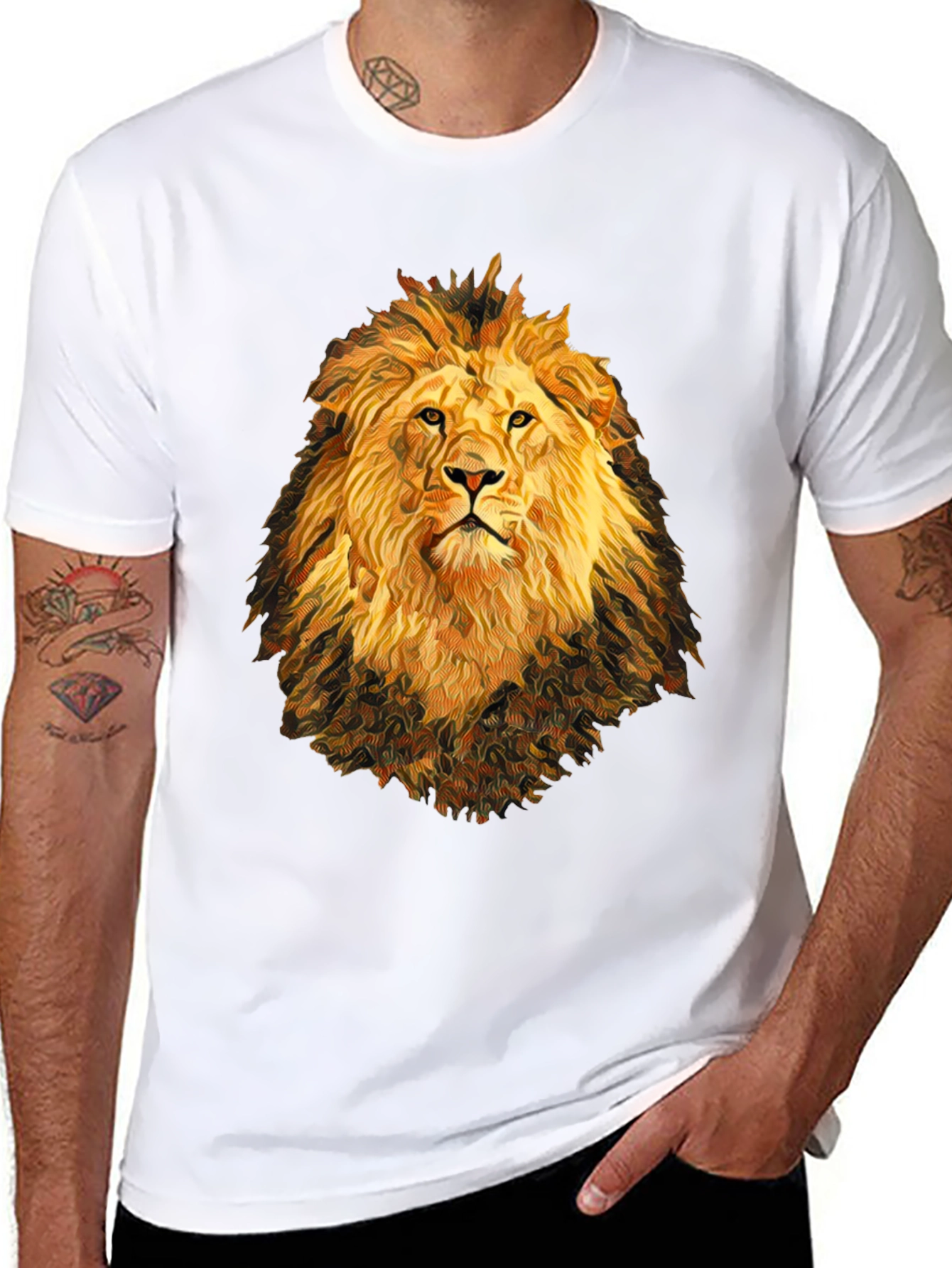 Lion Graphic Print Black T-Shirt
