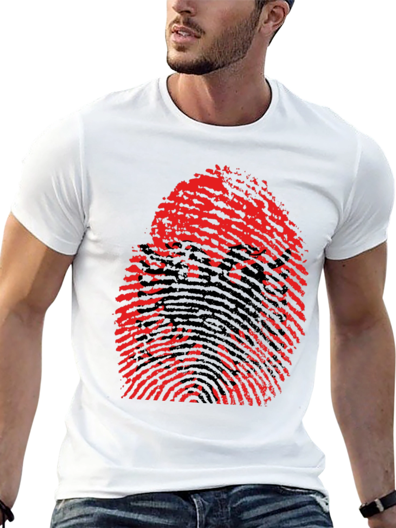Albanian Eagle Fingerprint Graphic T-Shirt - Black