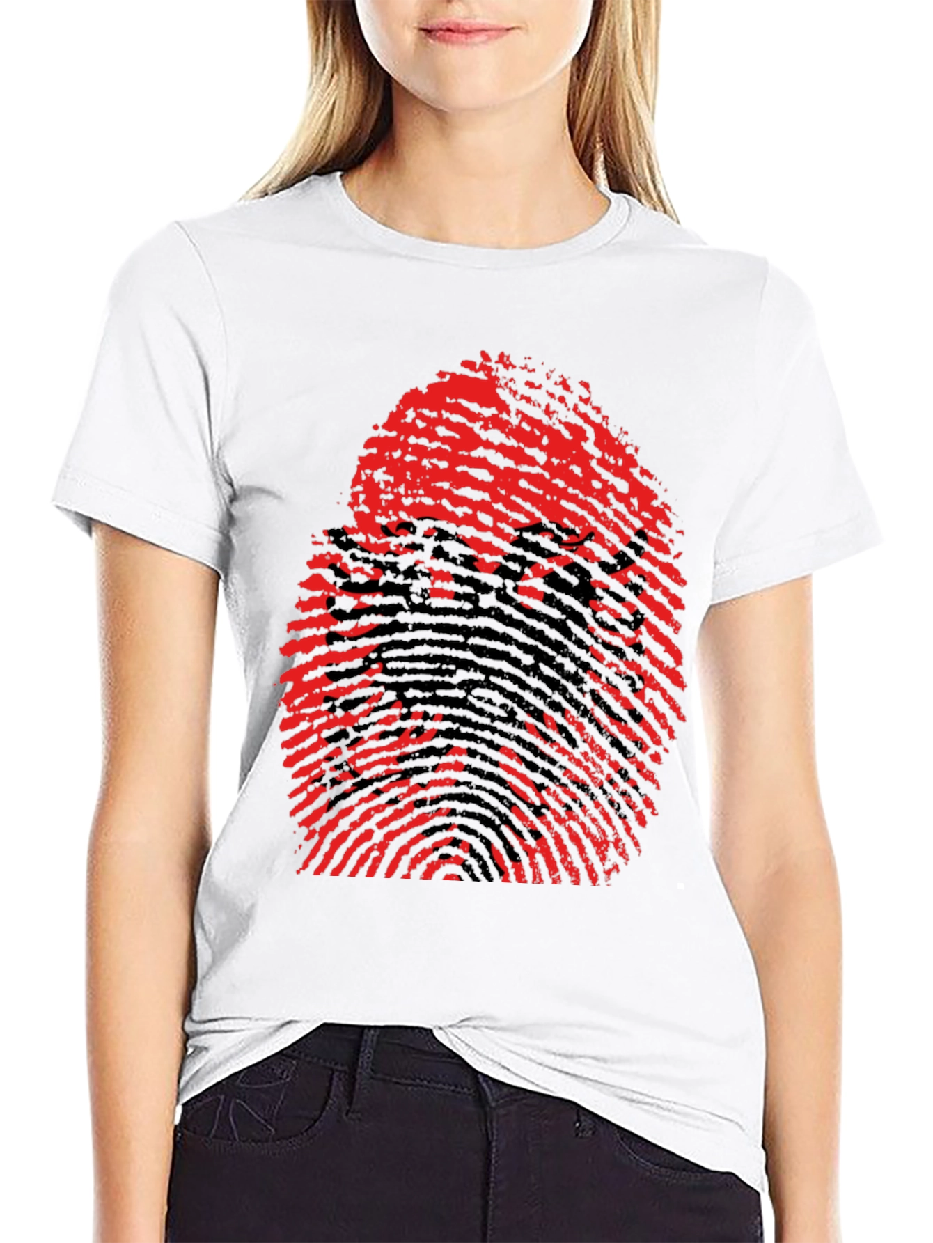 Albanian Eagle Fingerprint Graphic T-Shirt - Black