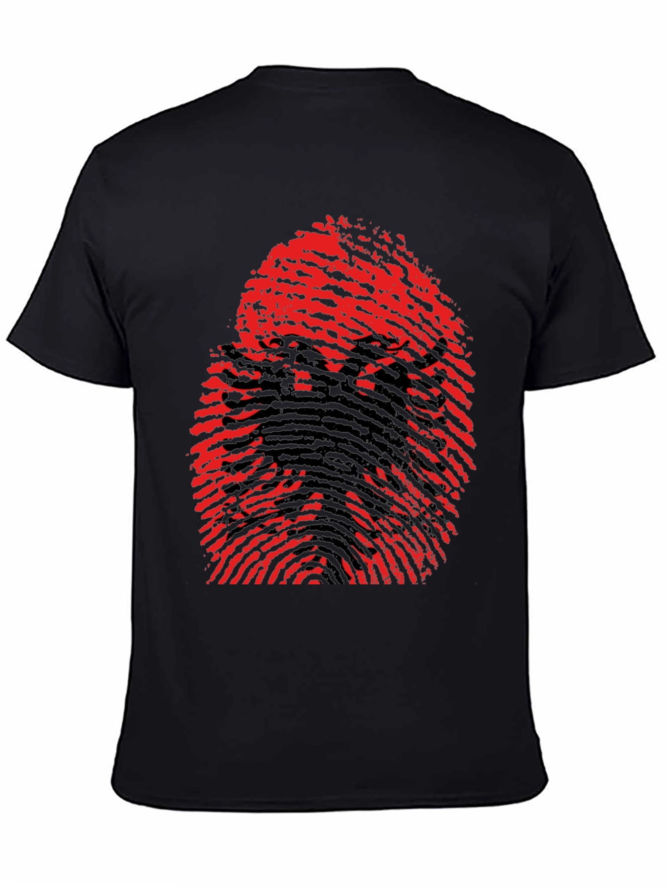 Albanian Eagle Fingerprint Graphic T-Shirt - Black