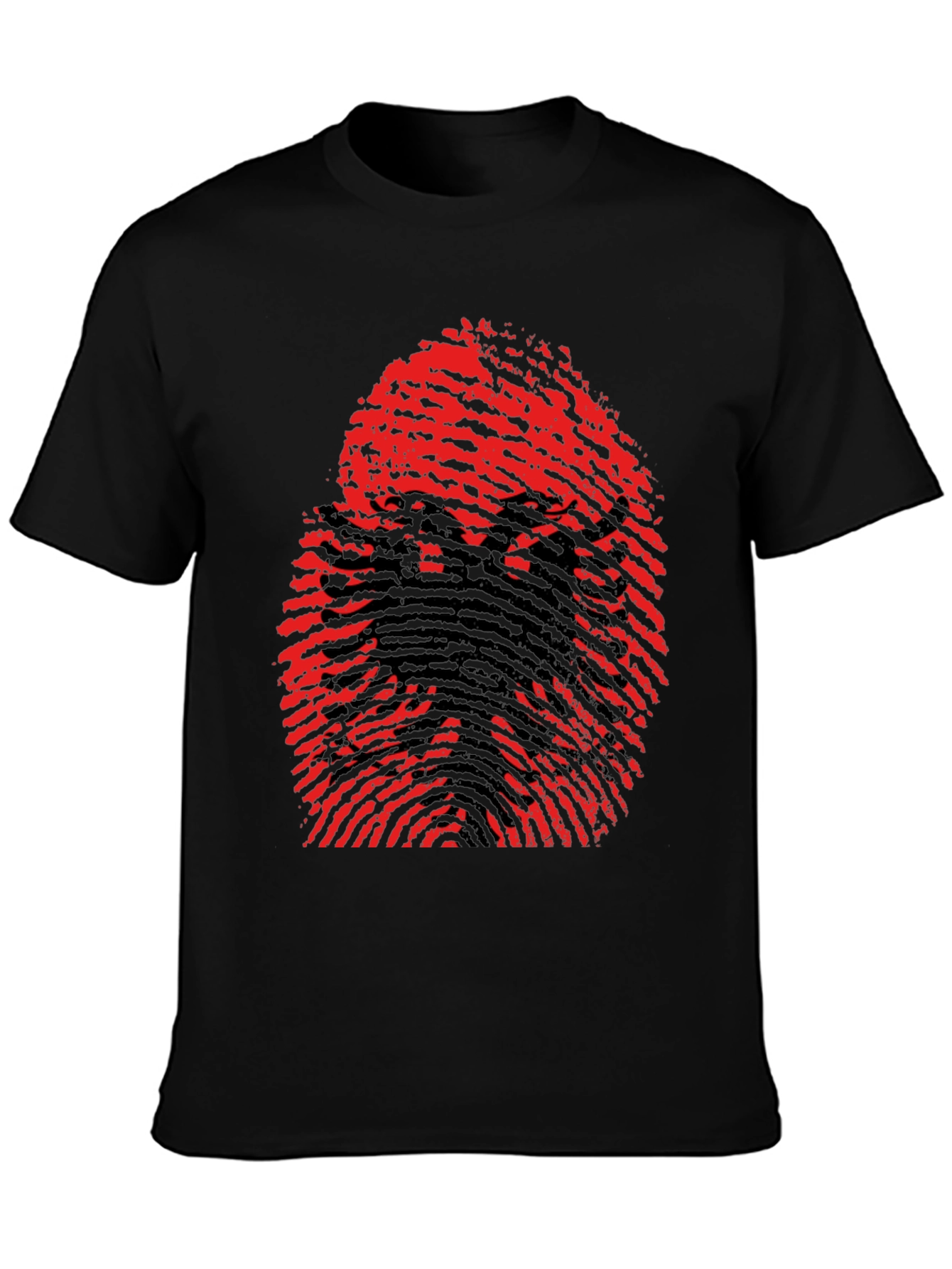 Albanian Eagle Fingerprint Graphic T-Shirt - Black