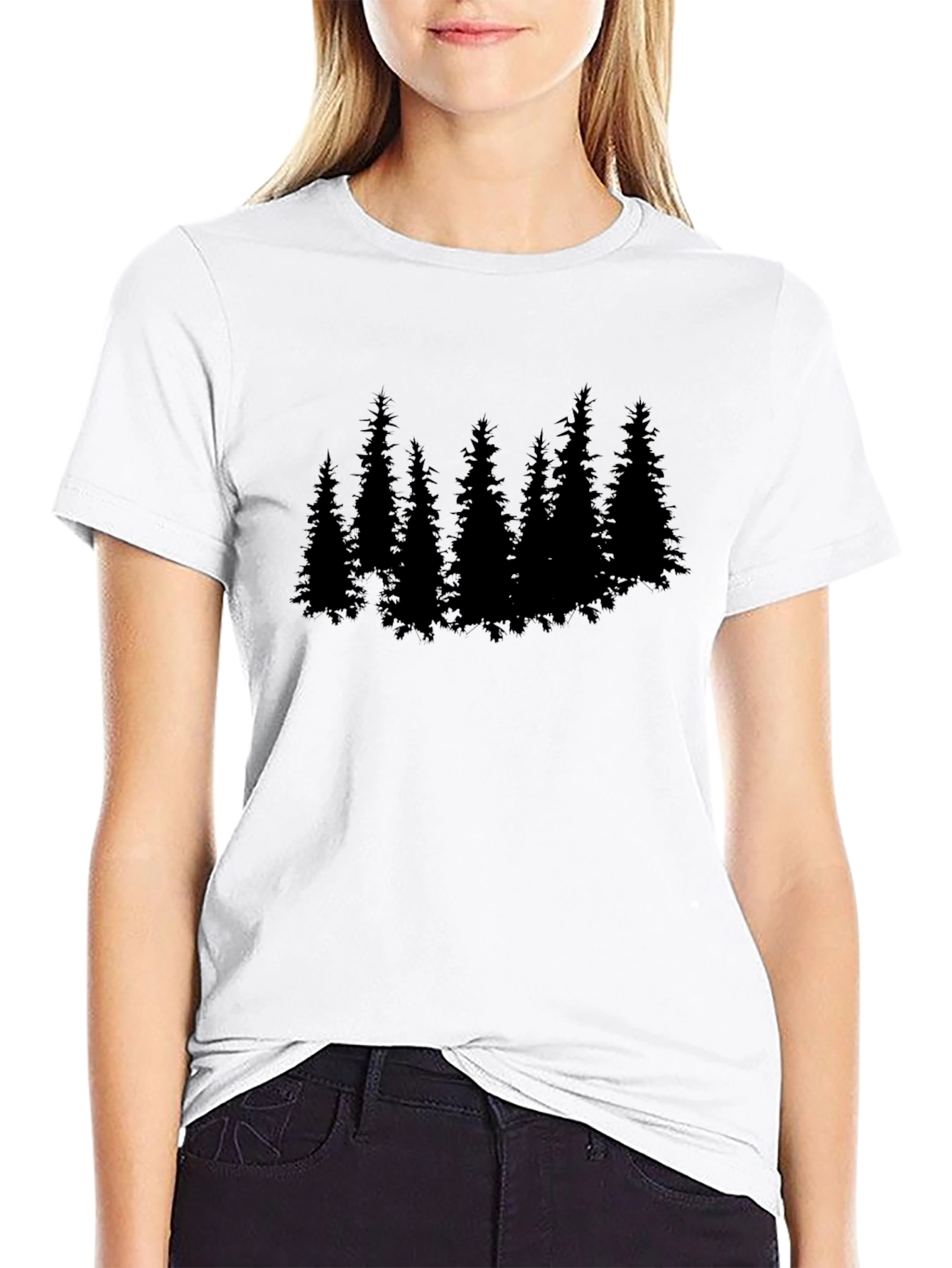 Nature Silhouette T-Shirt - Black Pine Tree Graphic Tee