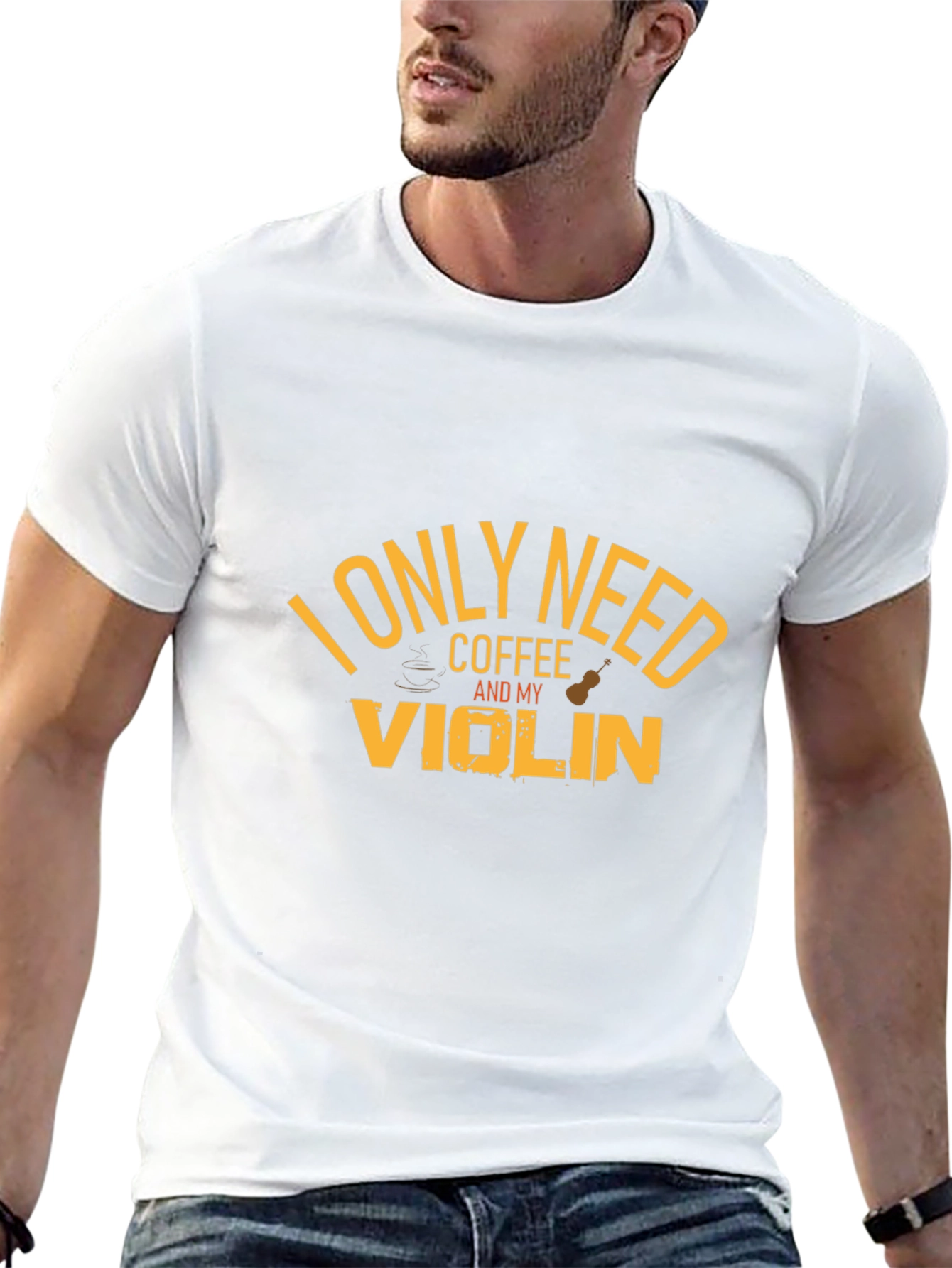 Coffee and Violin Graphic T-Shirt