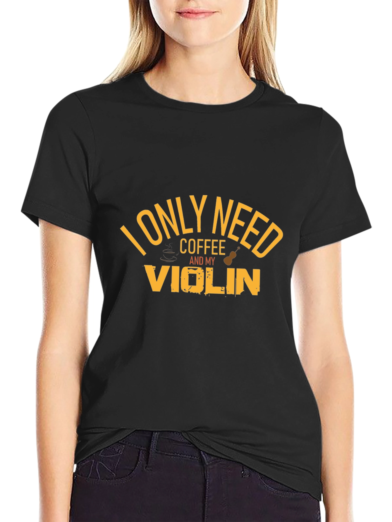 Coffee and Violin Graphic T-Shirt