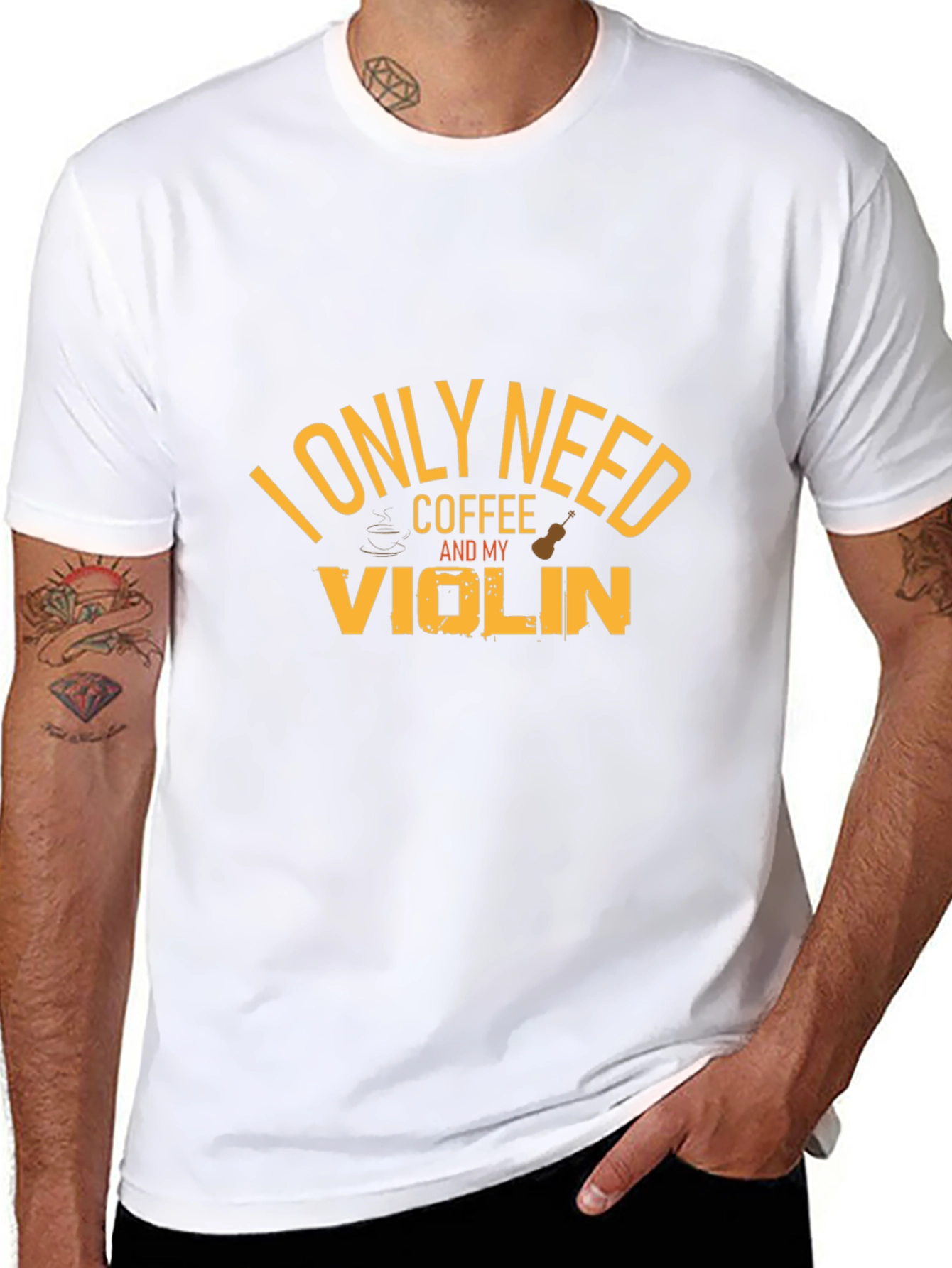 Coffee and Violin Graphic T-Shirt