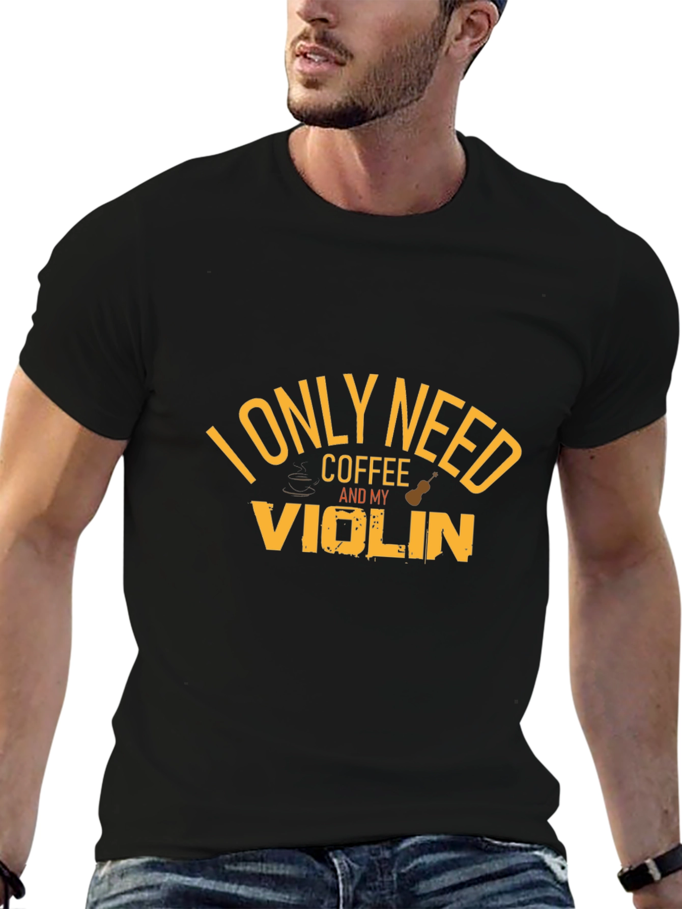 Coffee and Violin Graphic T-Shirt