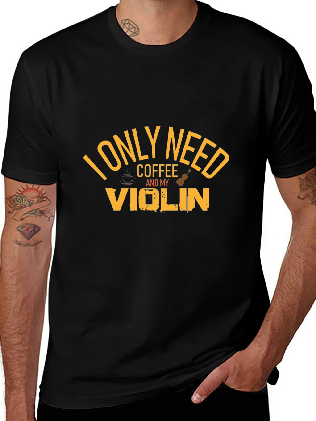 Coffee and Violin Graphic T-Shirt