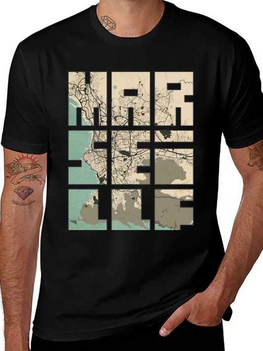 Marseille Map Graphic T-Shirt - Cityscape Tee