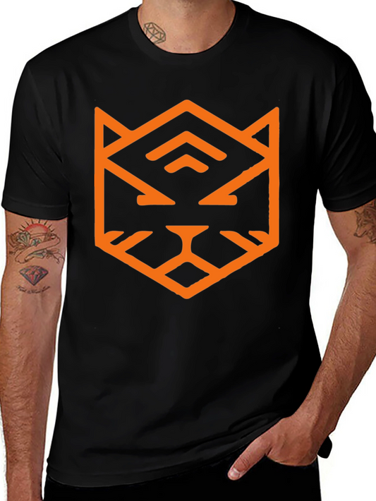 Geometric Tiger Graphic Tee - Black