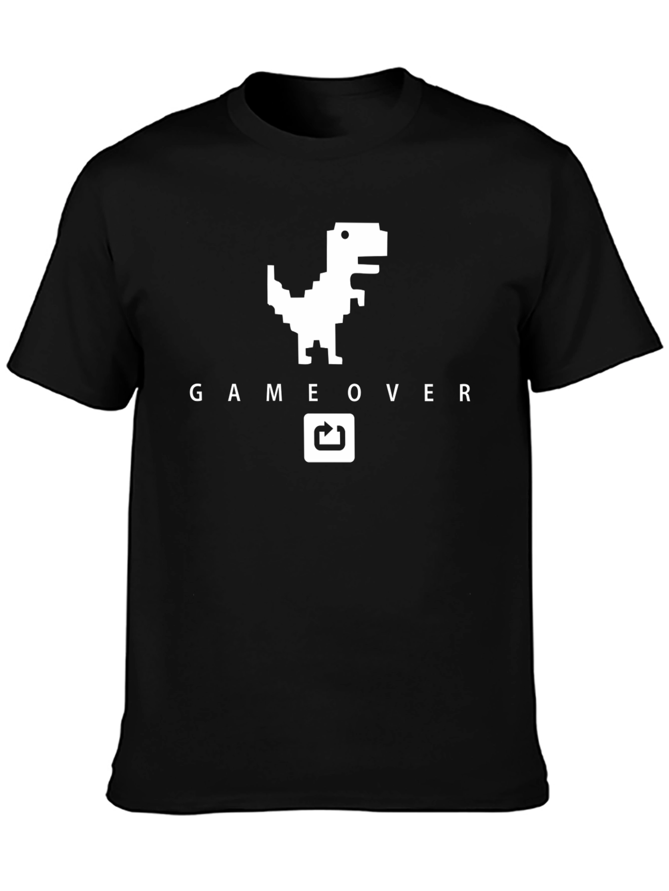 Game Over Dinosaur Graphic Tee - Black