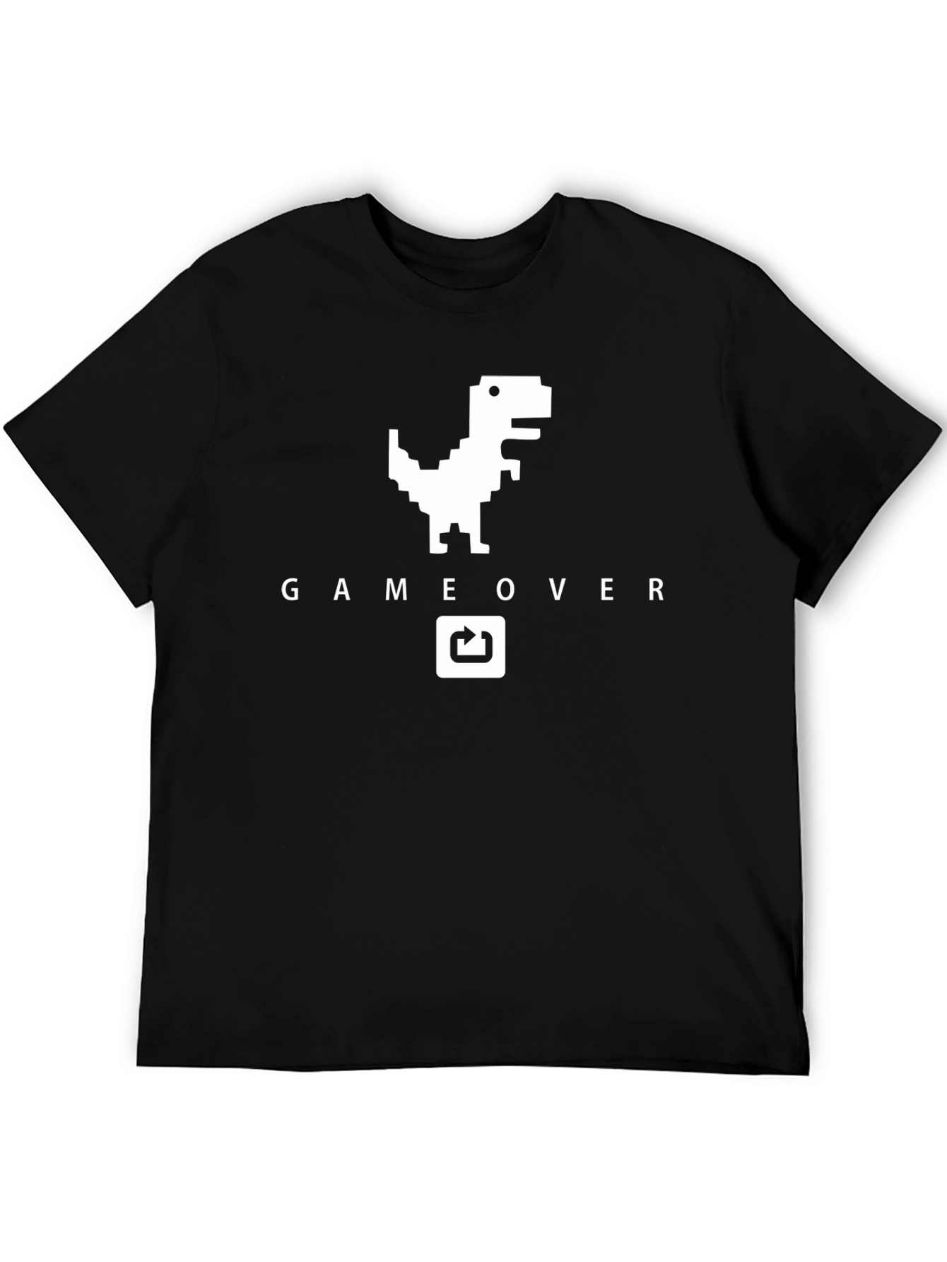Game Over Dinosaur Graphic Tee - Black