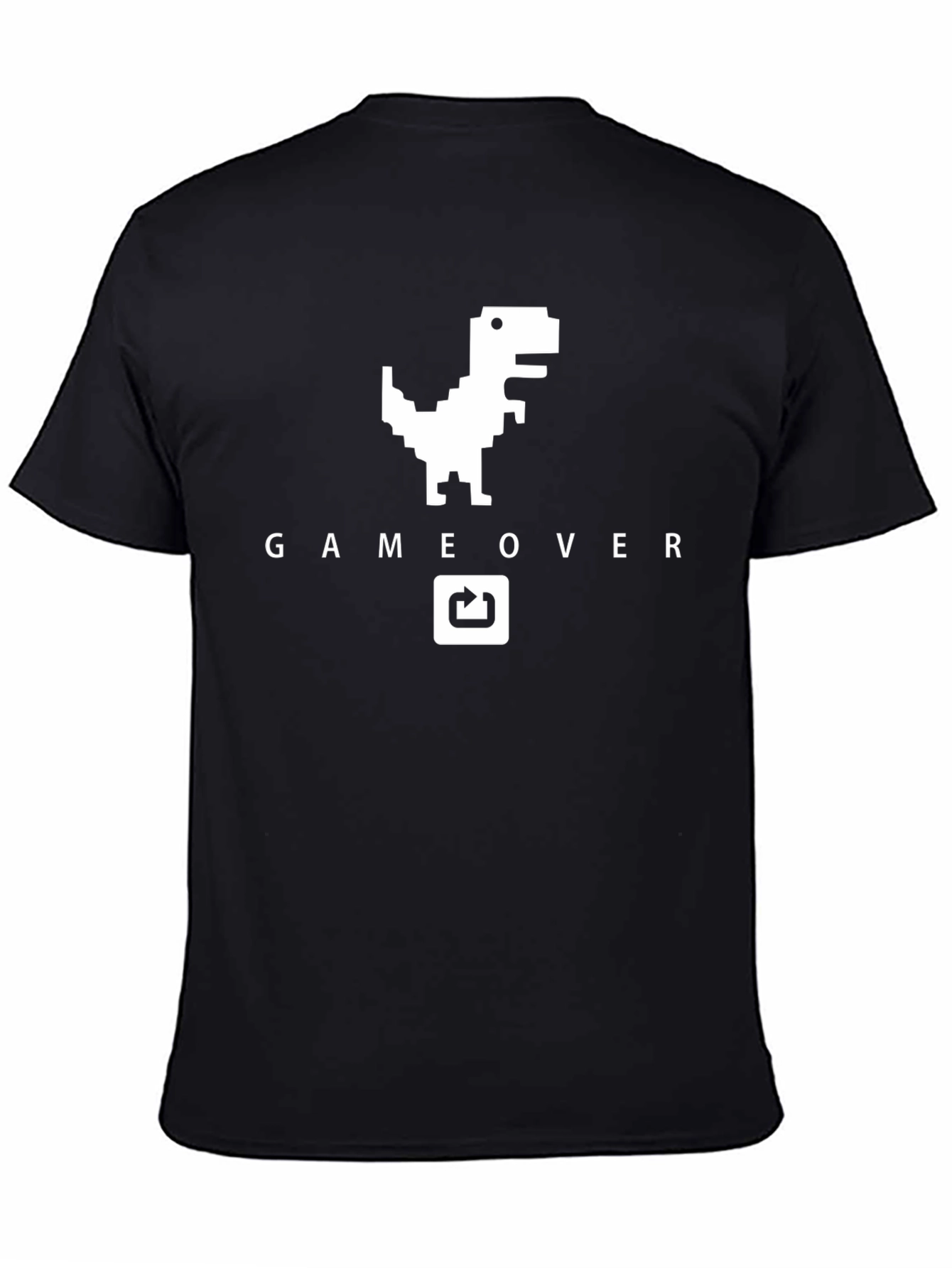 Game Over Dinosaur Graphic Tee - Black