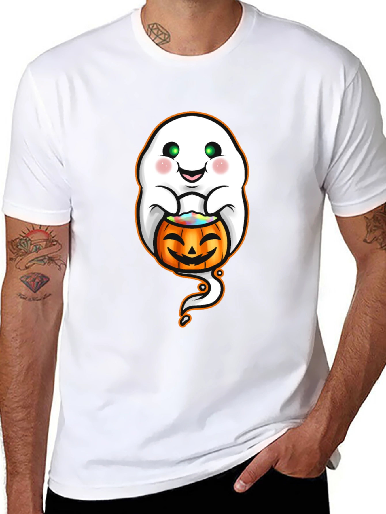 Halloween Ghost Pumpkin Graphic Tee