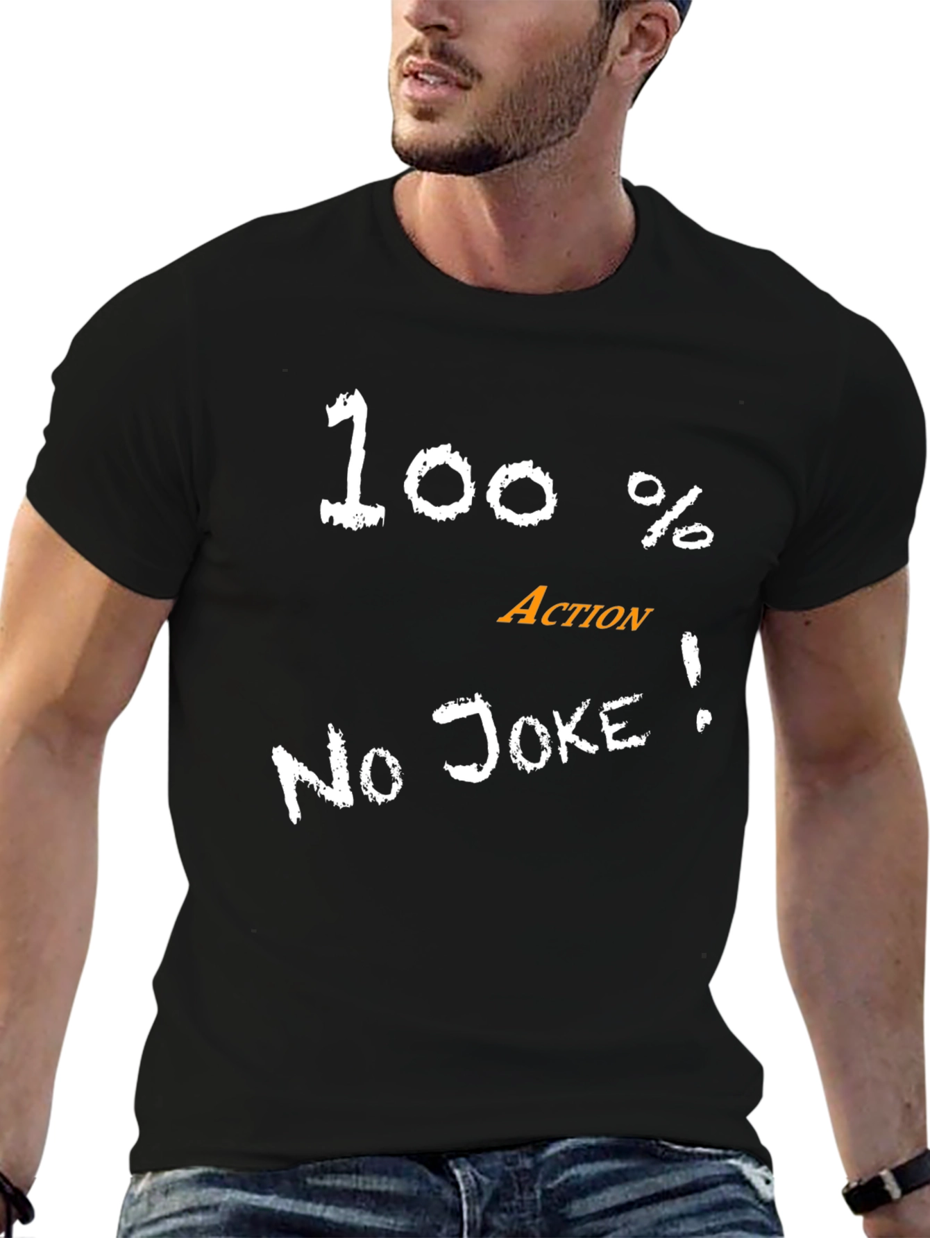 100% Action No Joke Mens Black T-Shirt