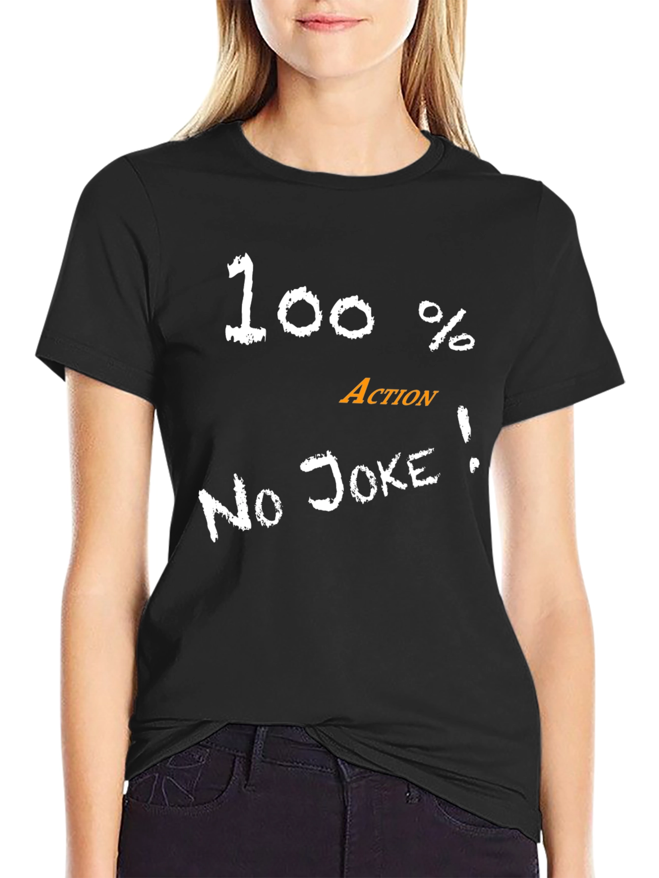 100% Action No Joke Mens Black T-Shirt
