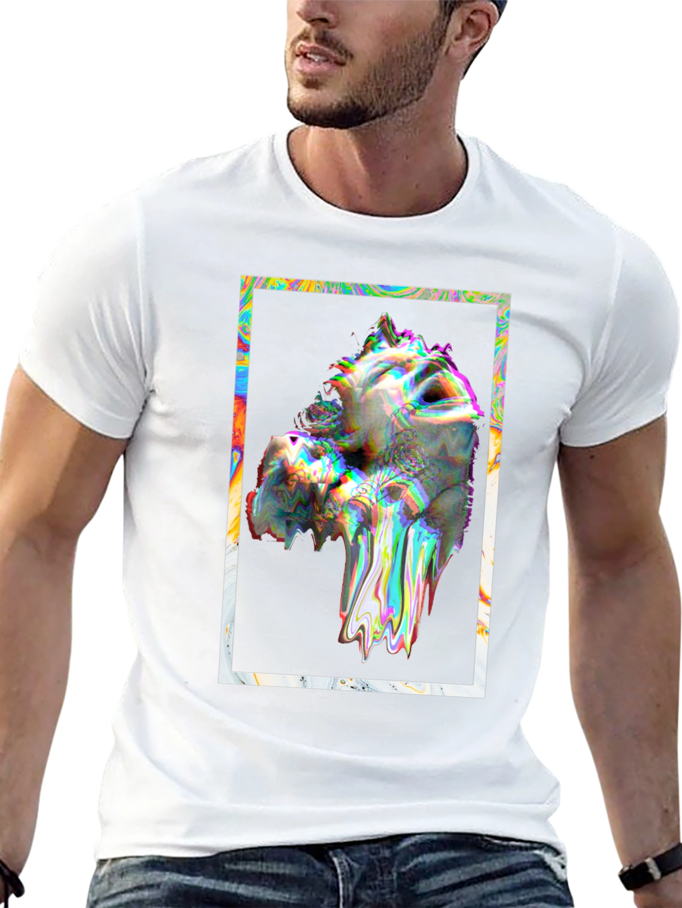 Glitch Art Graphic Tee - Black Unisex T-Shirt