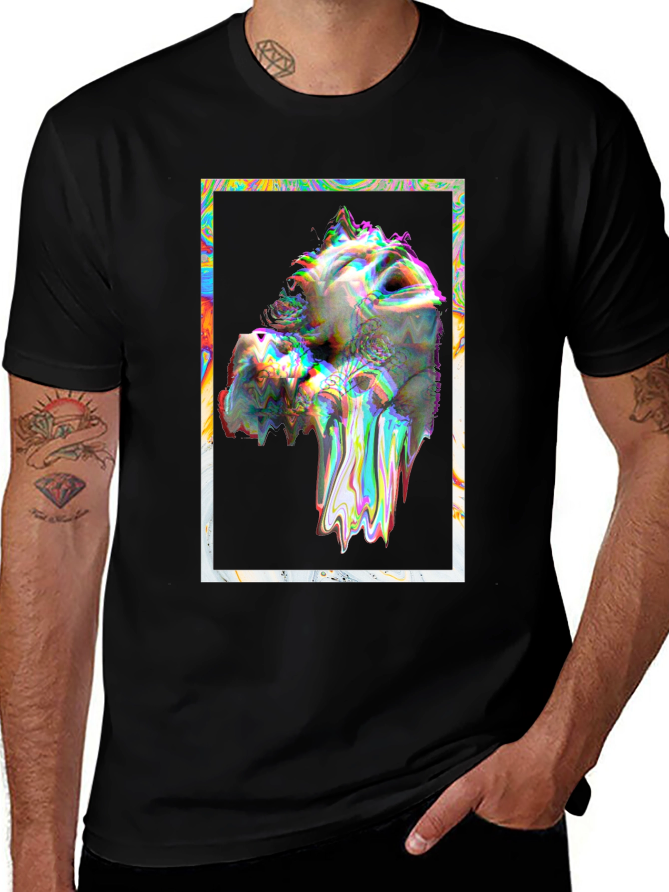Glitch Art Graphic Tee - Black Unisex T-Shirt