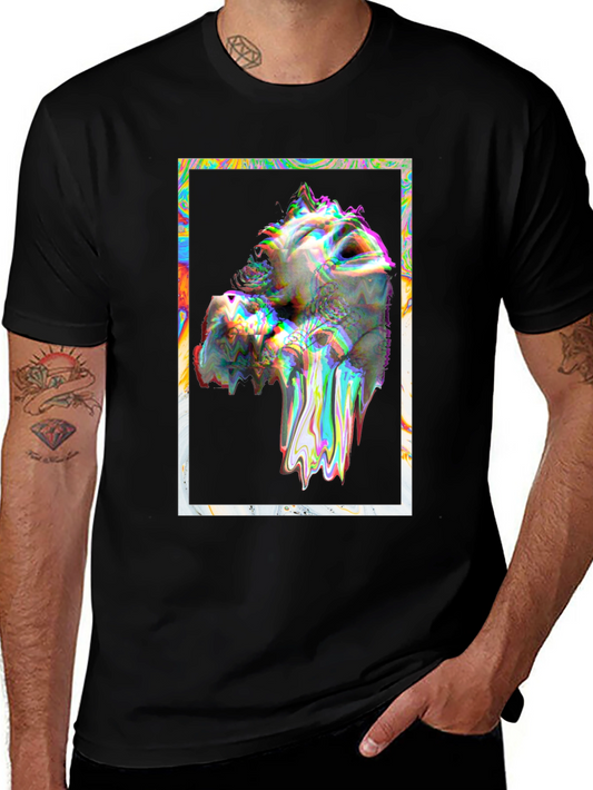 Glitch Art Graphic Tee - Black Unisex T-Shirt