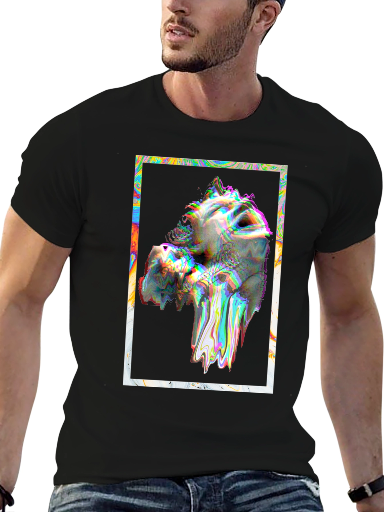Glitch Art Graphic Tee - Black Unisex T-Shirt