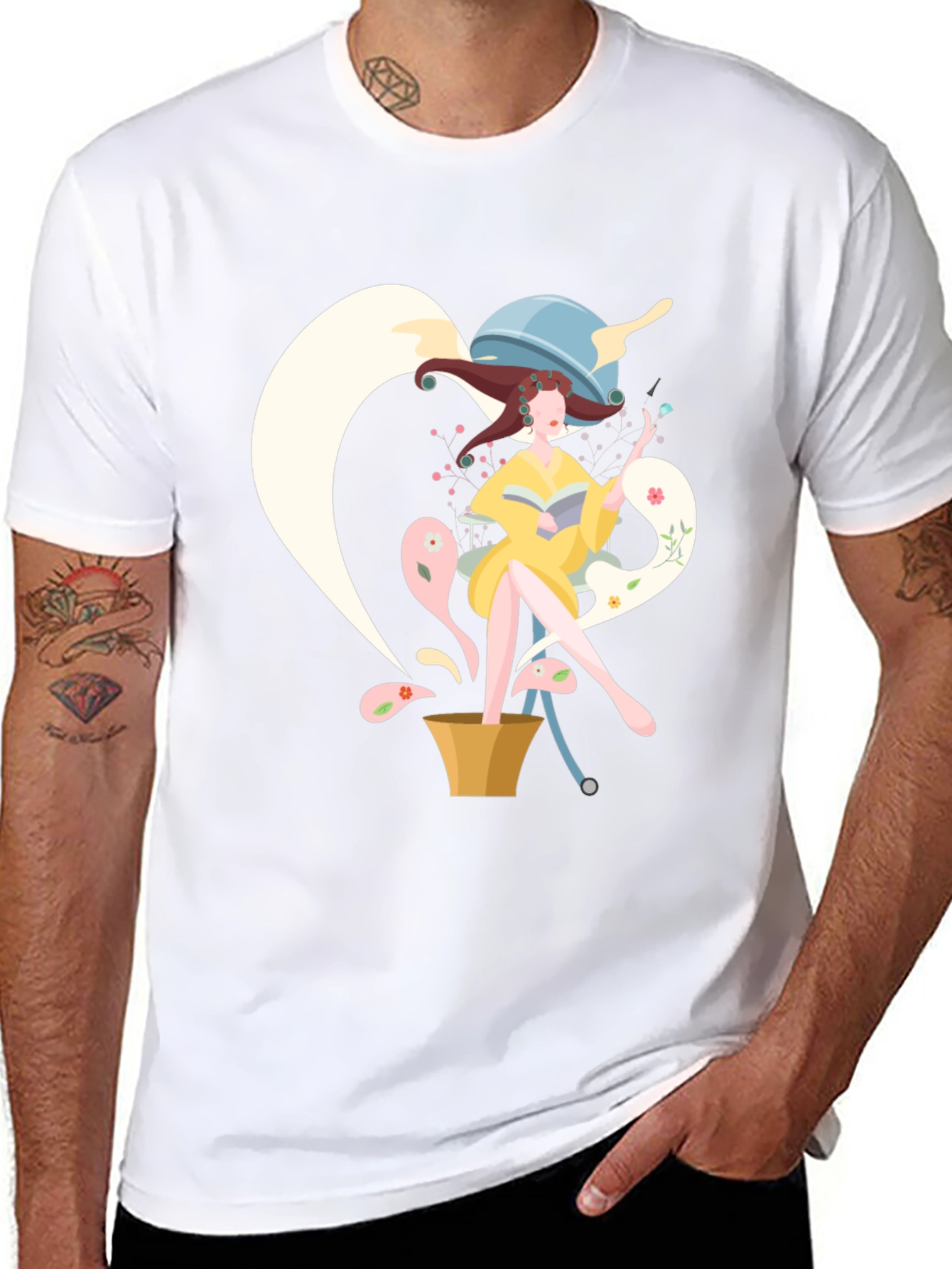 Stylish Black T-Shirt with Artistic Woman Graphic