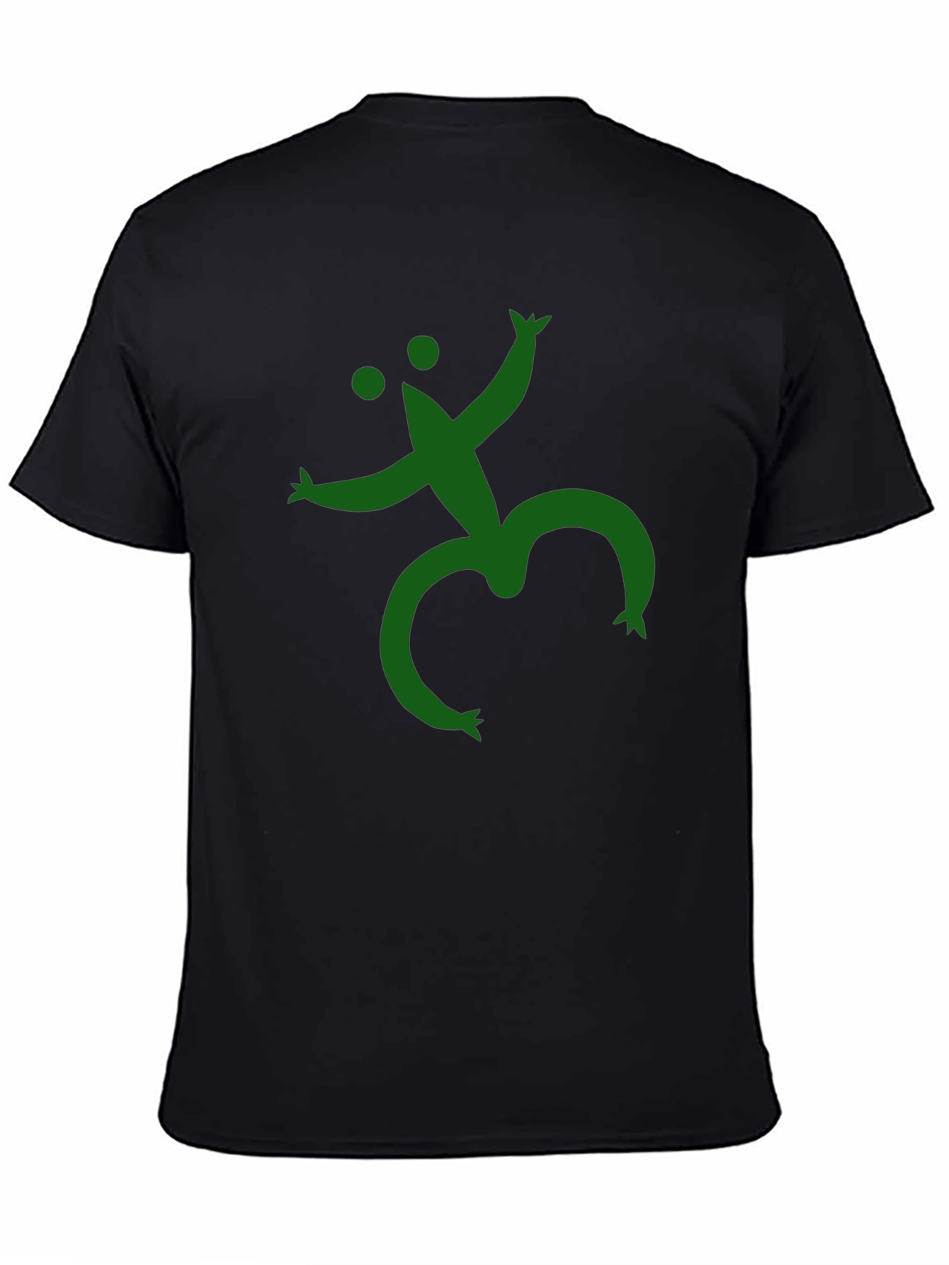 Funky Green Figure Black T-Shirt