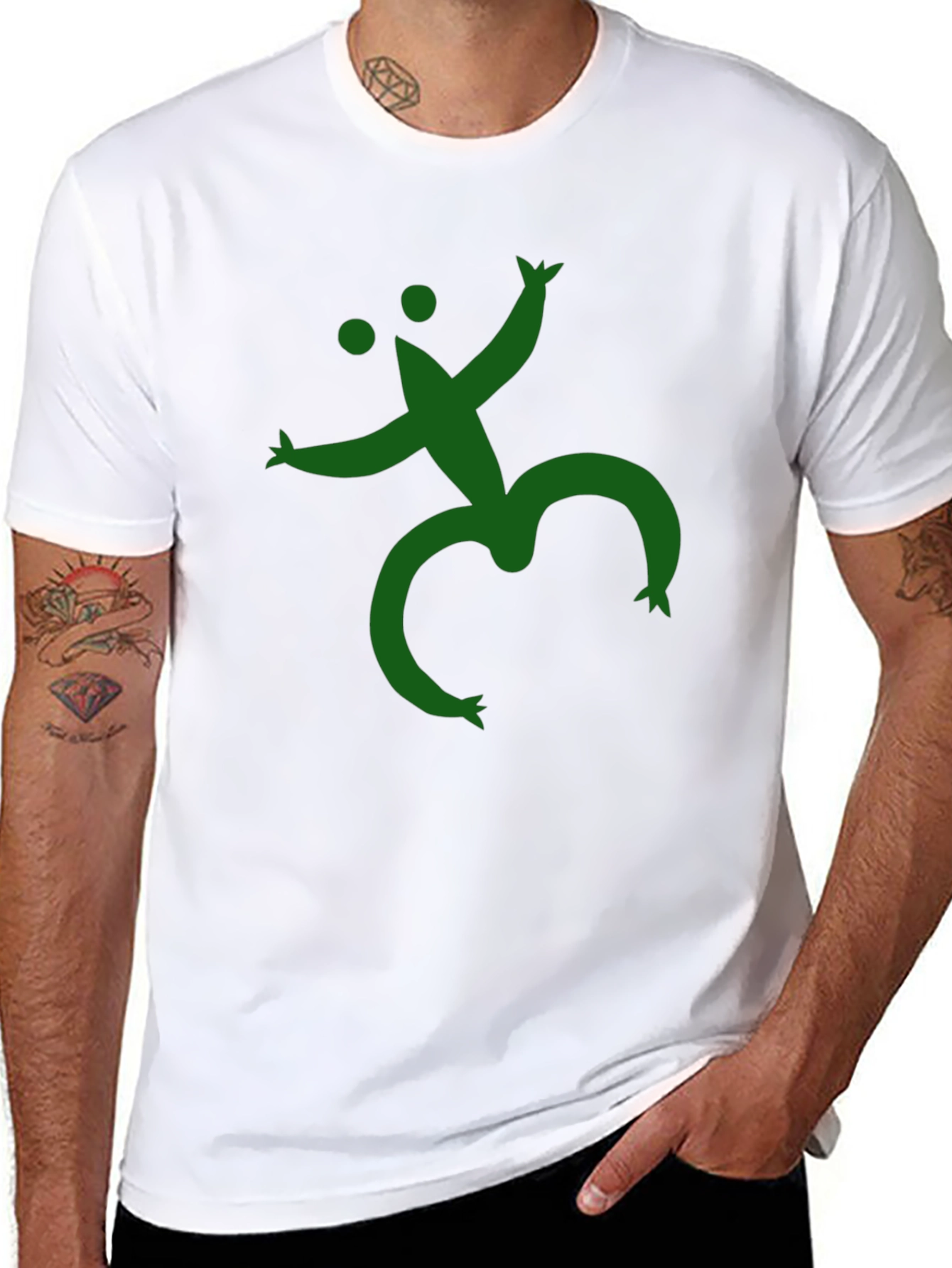 Funky Green Figure Black T-Shirt