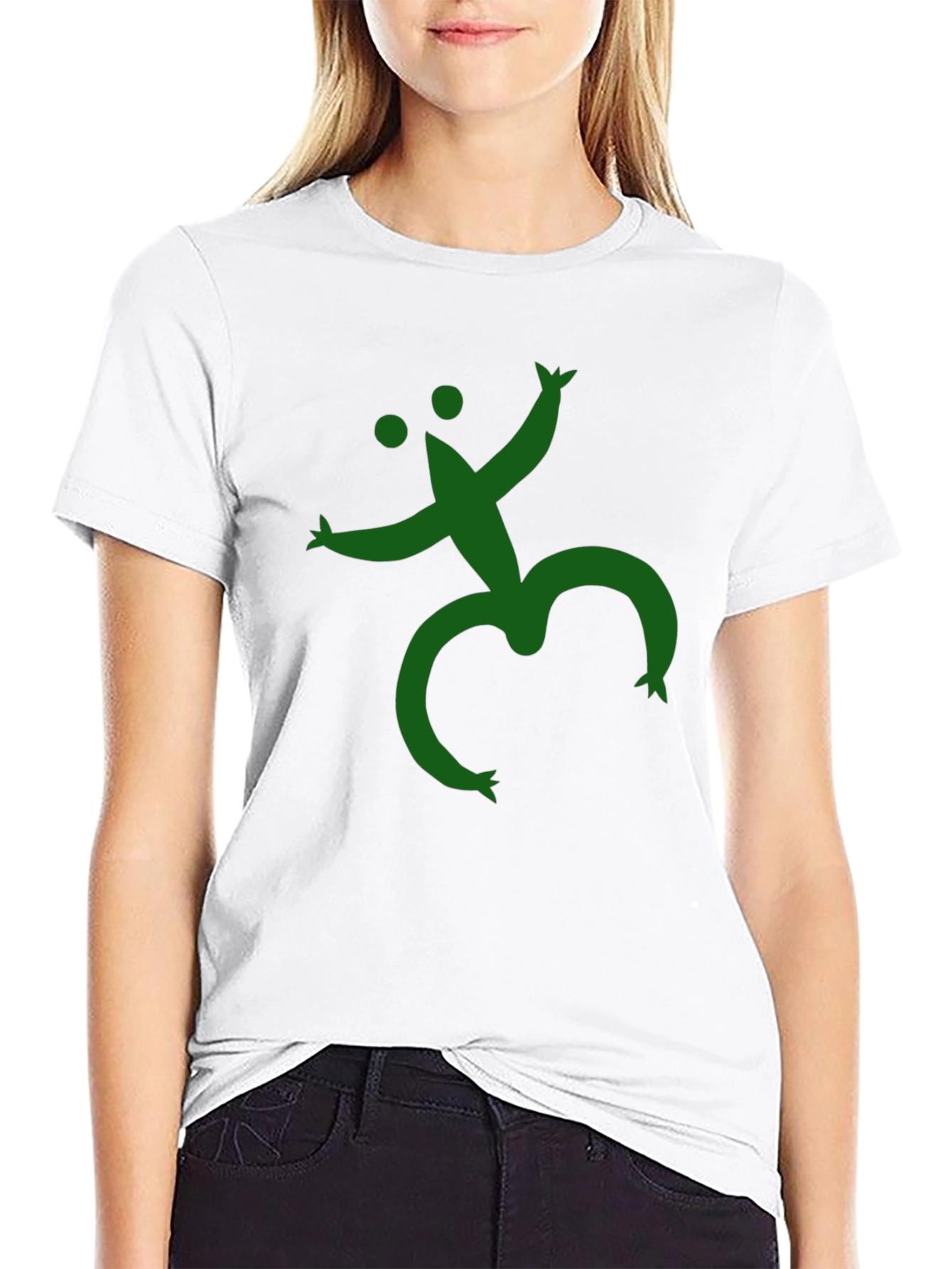 Funky Green Figure Black T-Shirt