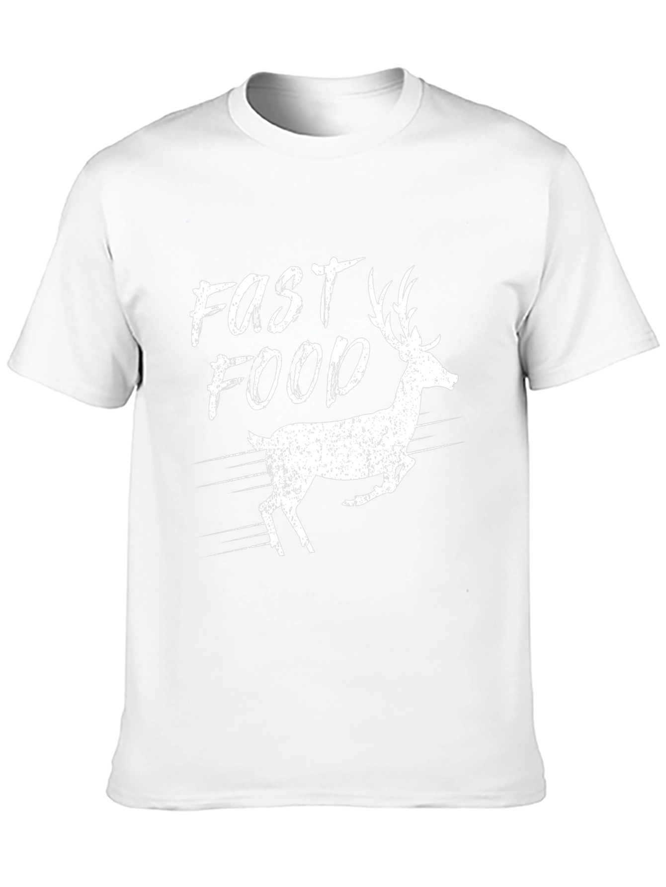 Fast Food Deer Graphic Tee - Black Cotton T-Shirt