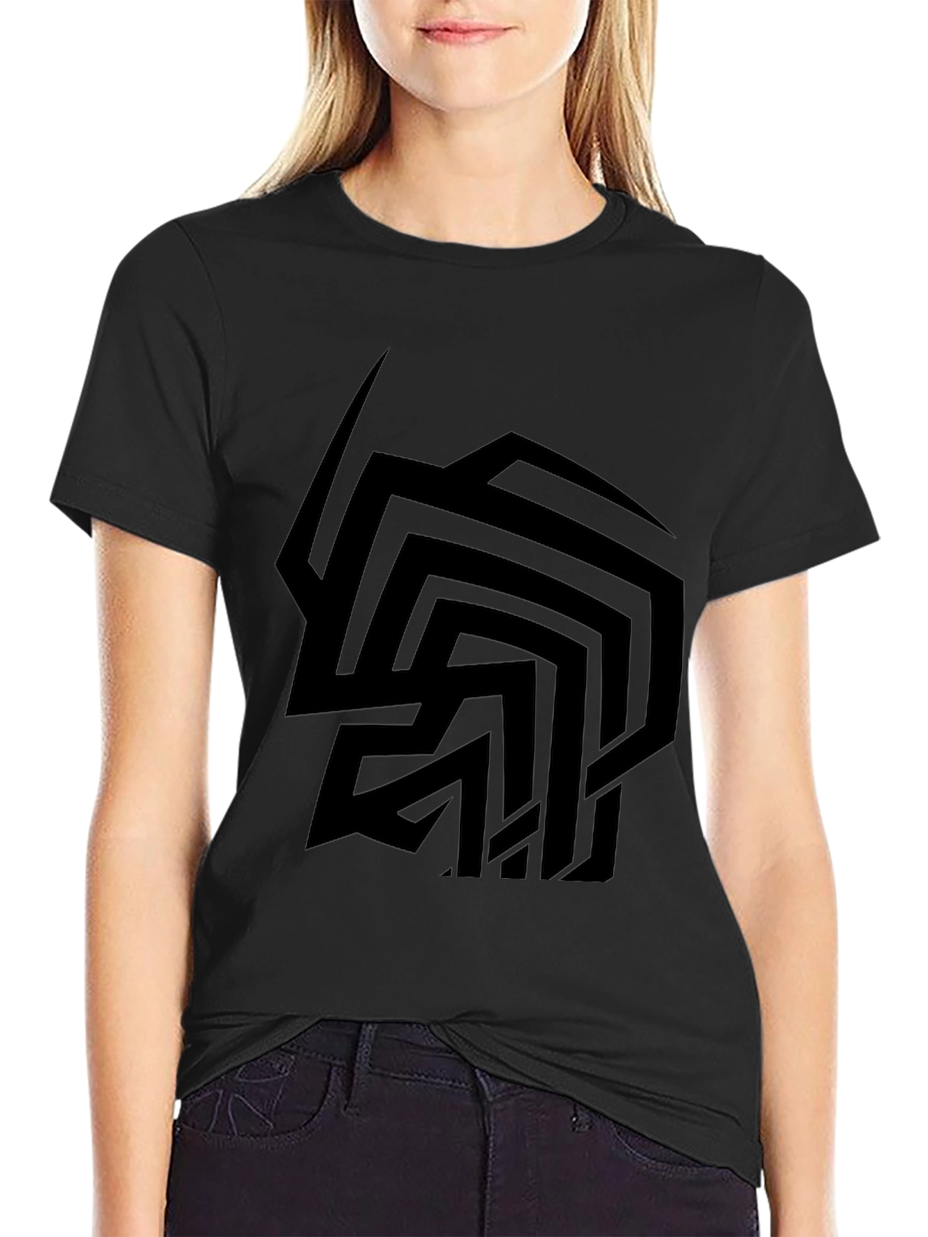Abstract Graphic Print Mens Black T-Shirt