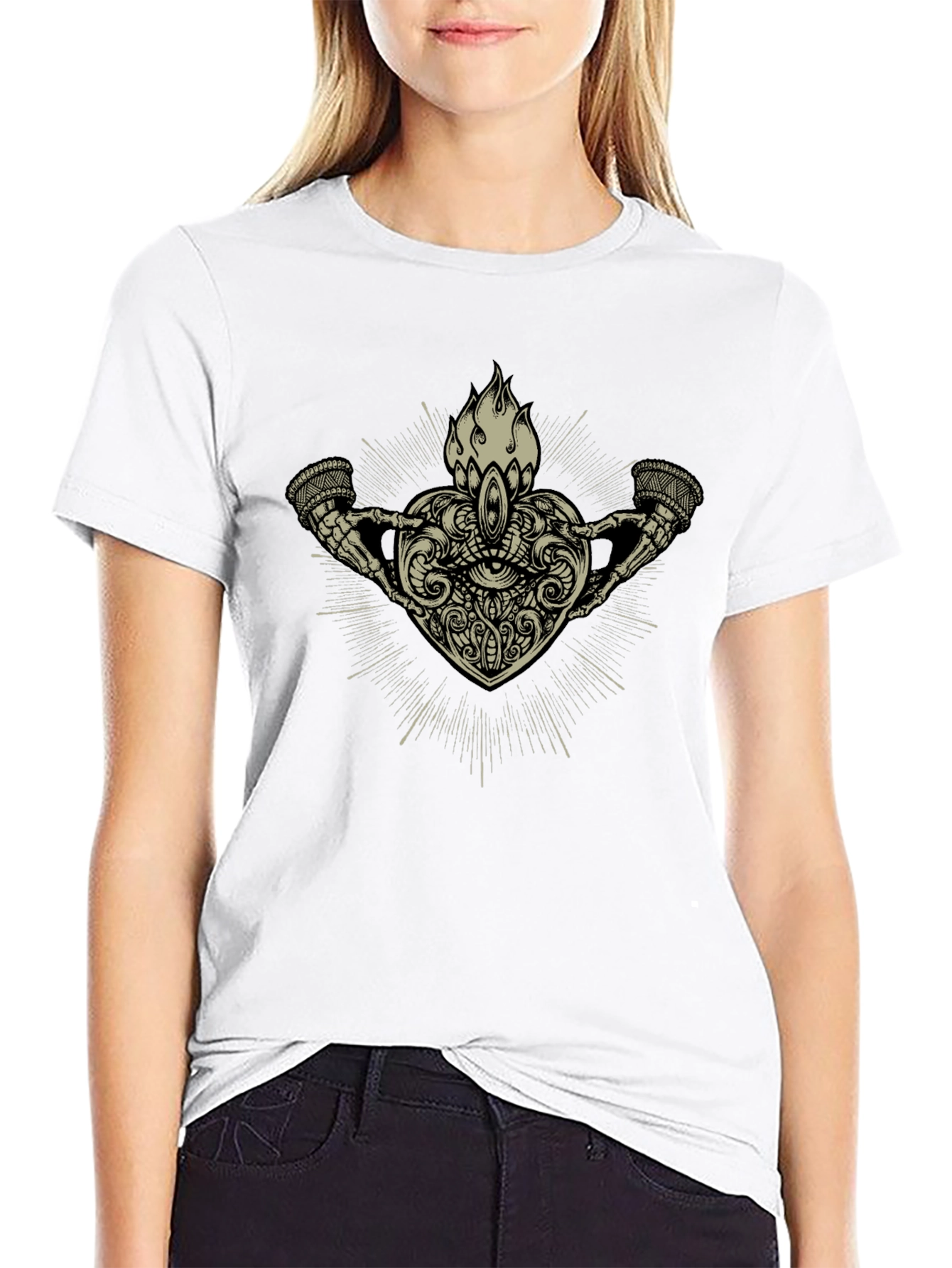 Mystic Heart Graphic Tee - Black Cotton Shirt