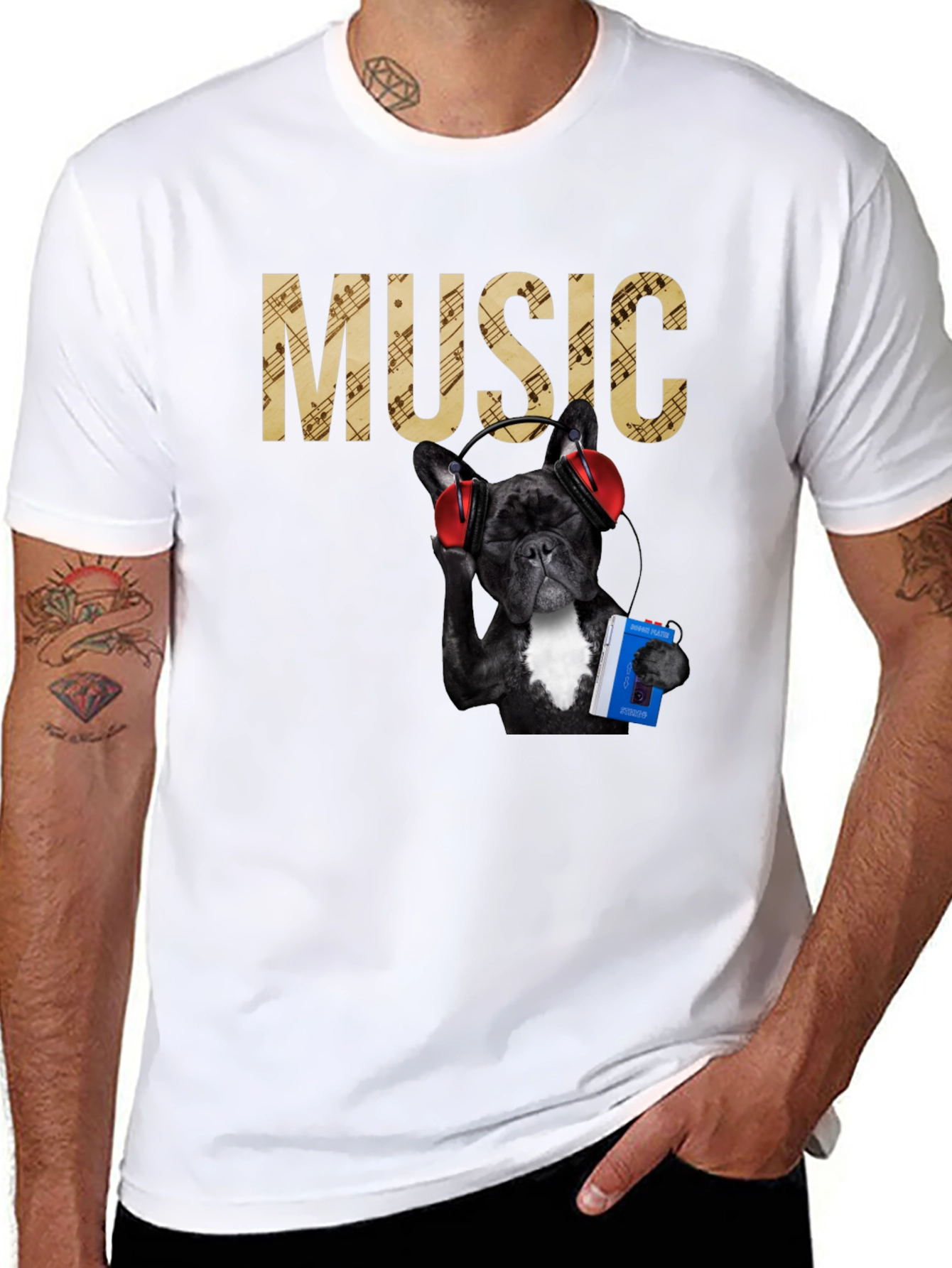 Music Lover Tee - Dog with Headphones