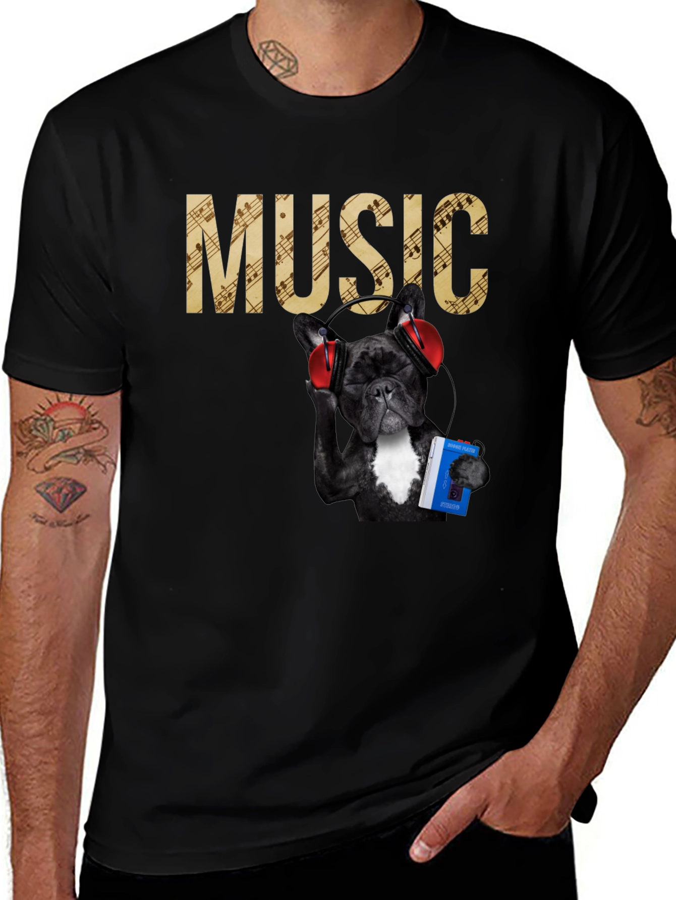 Music Lover Tee - Dog with Headphones