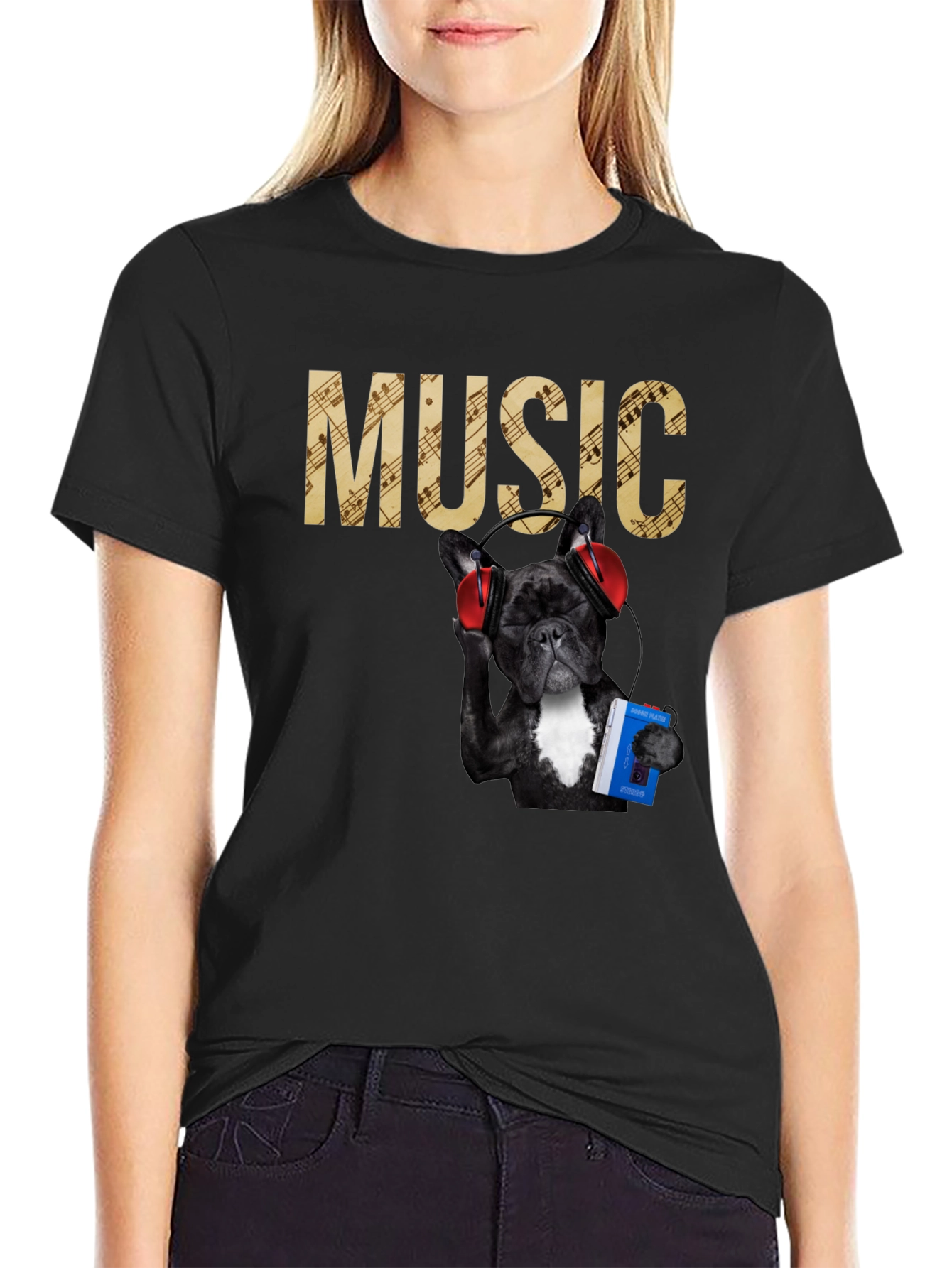 Music Lover Tee - Dog with Headphones