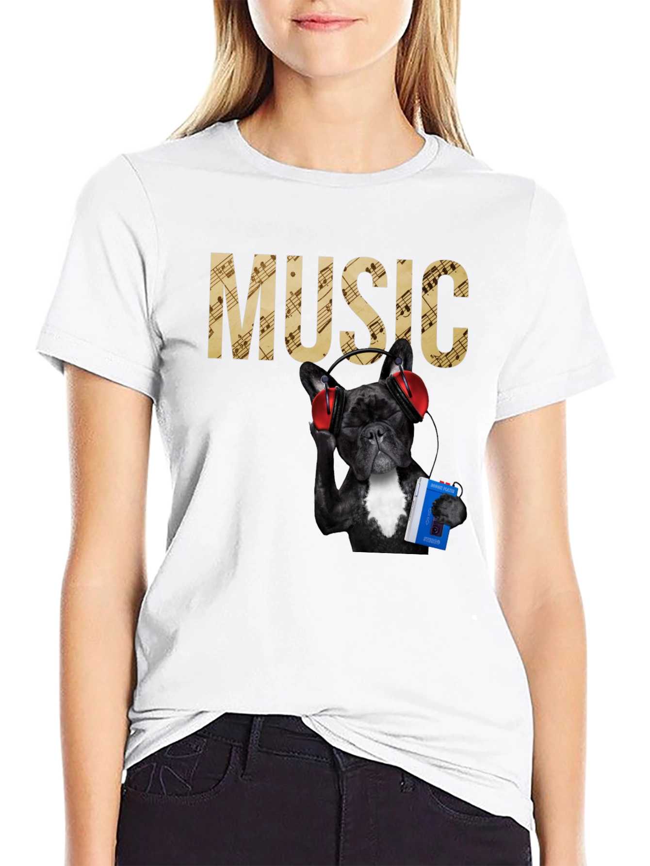 Music Lover Tee - Dog with Headphones