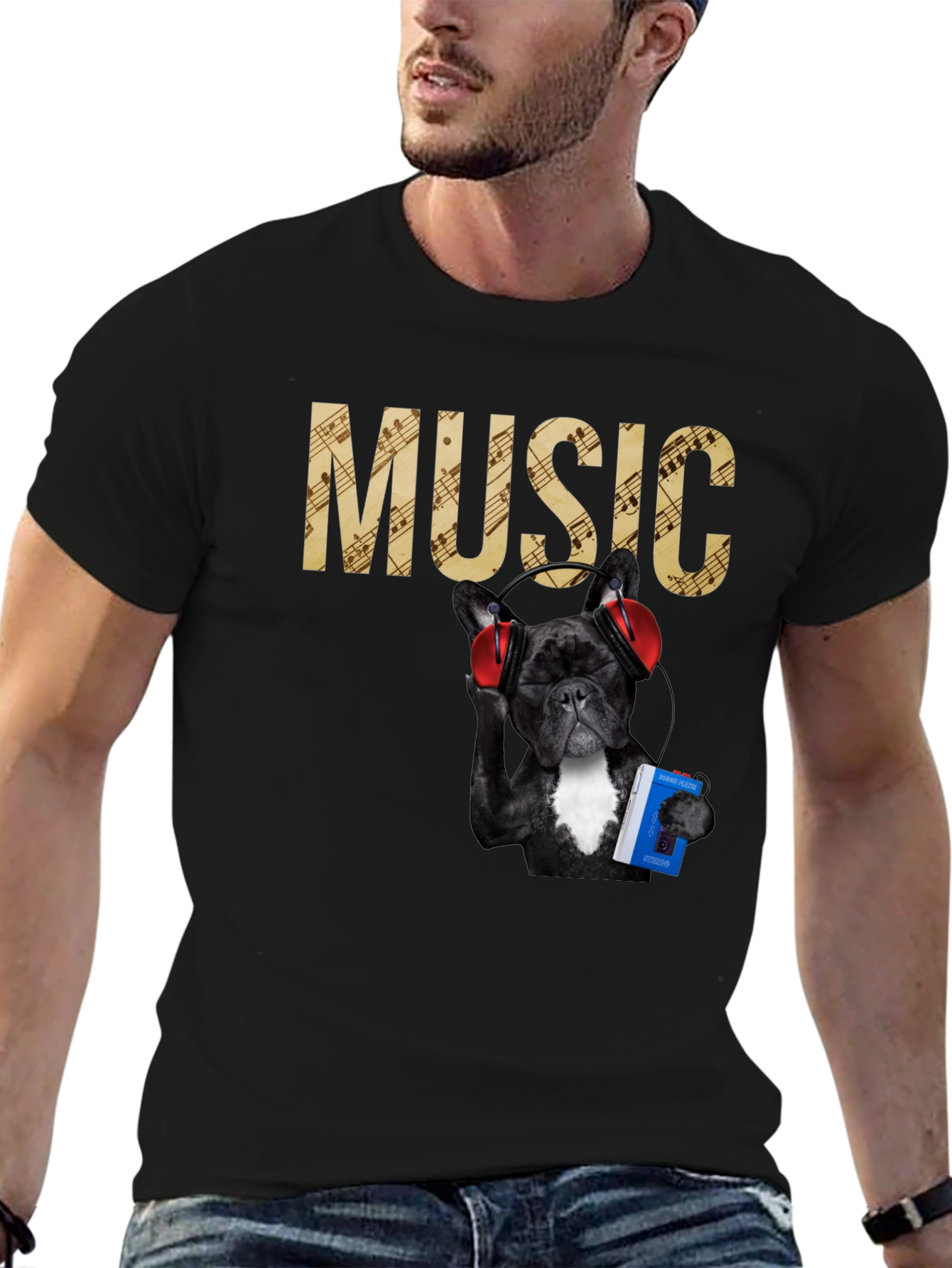 Music Lover Tee - Dog with Headphones