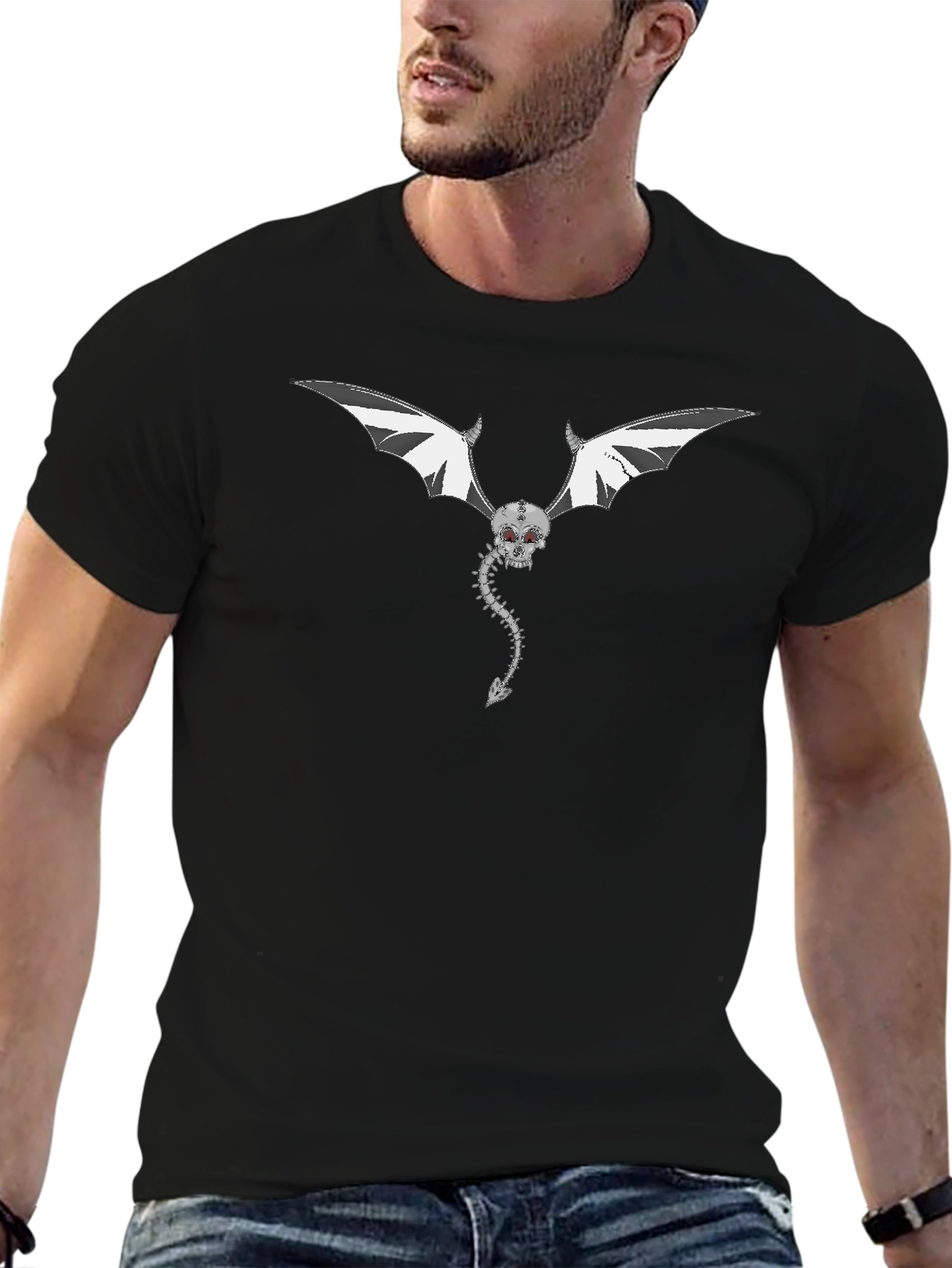Skull Dragon Graphic Print T-Shirt