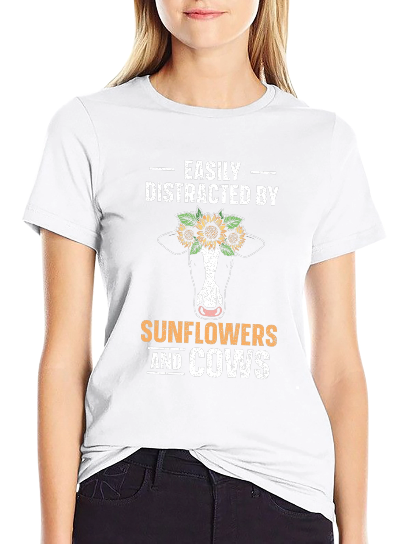 Easily Distracted By Sunflowers And Cows T-Shirt