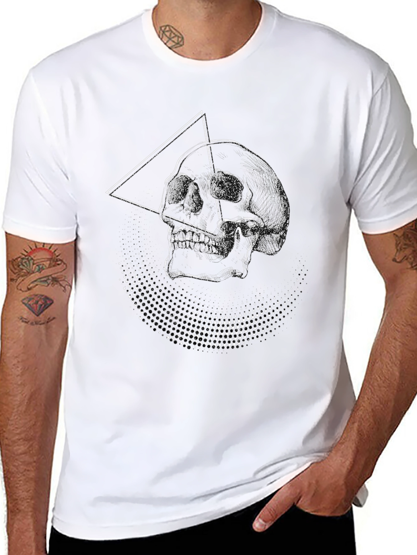 Geometric Skull Graphic Black T-Shirt
