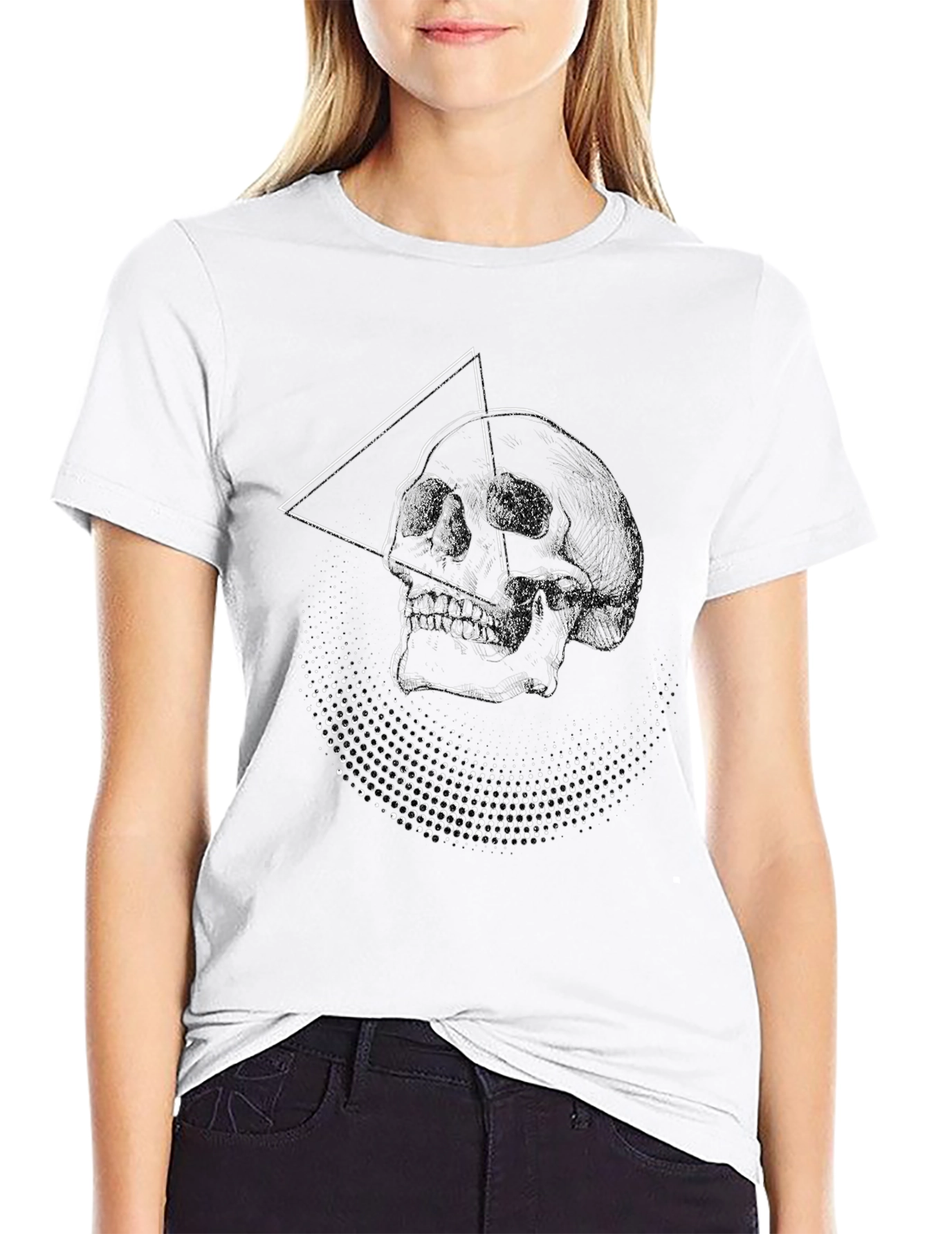 Geometric Skull Graphic Black T-Shirt
